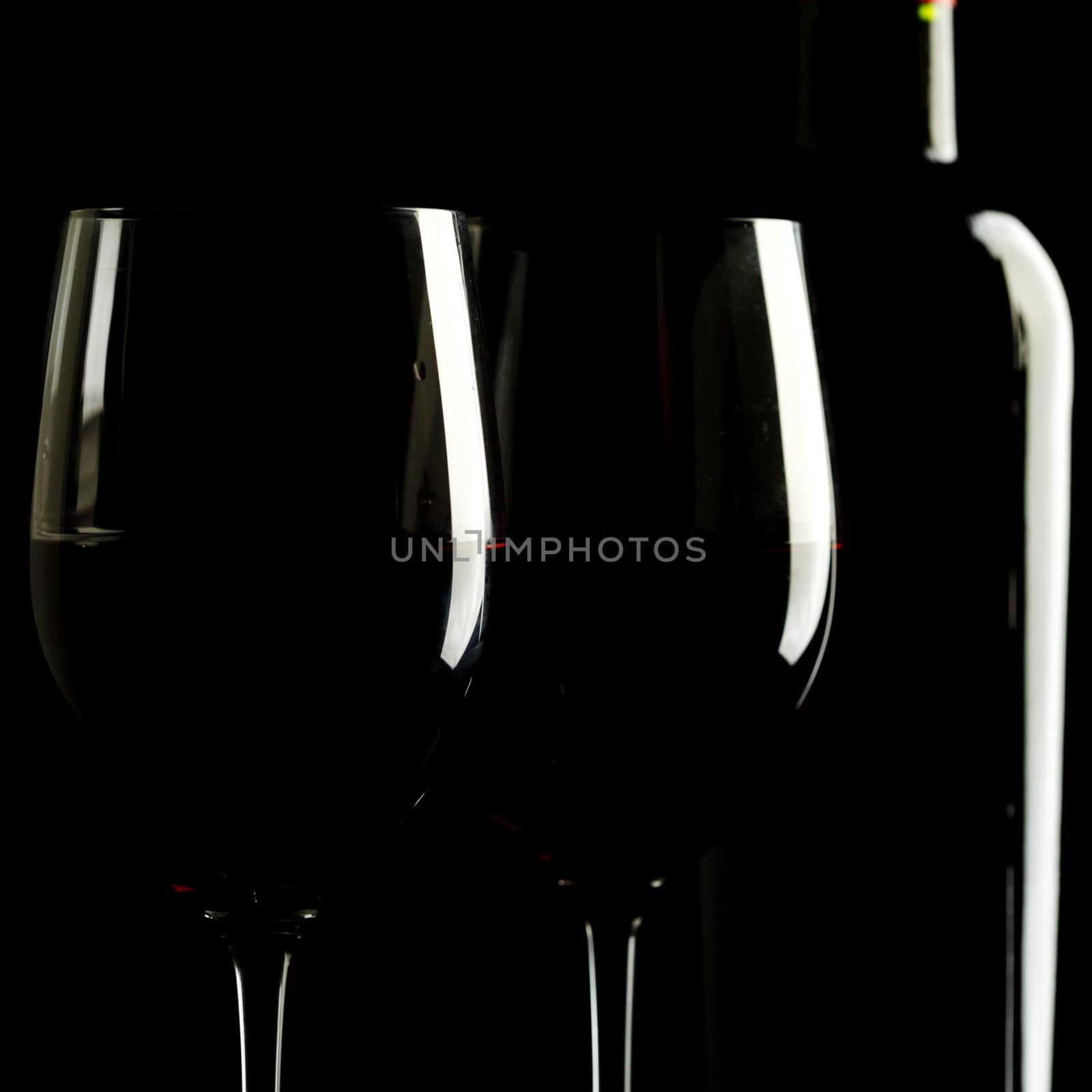 Red Wine Glass silhouette Black Background