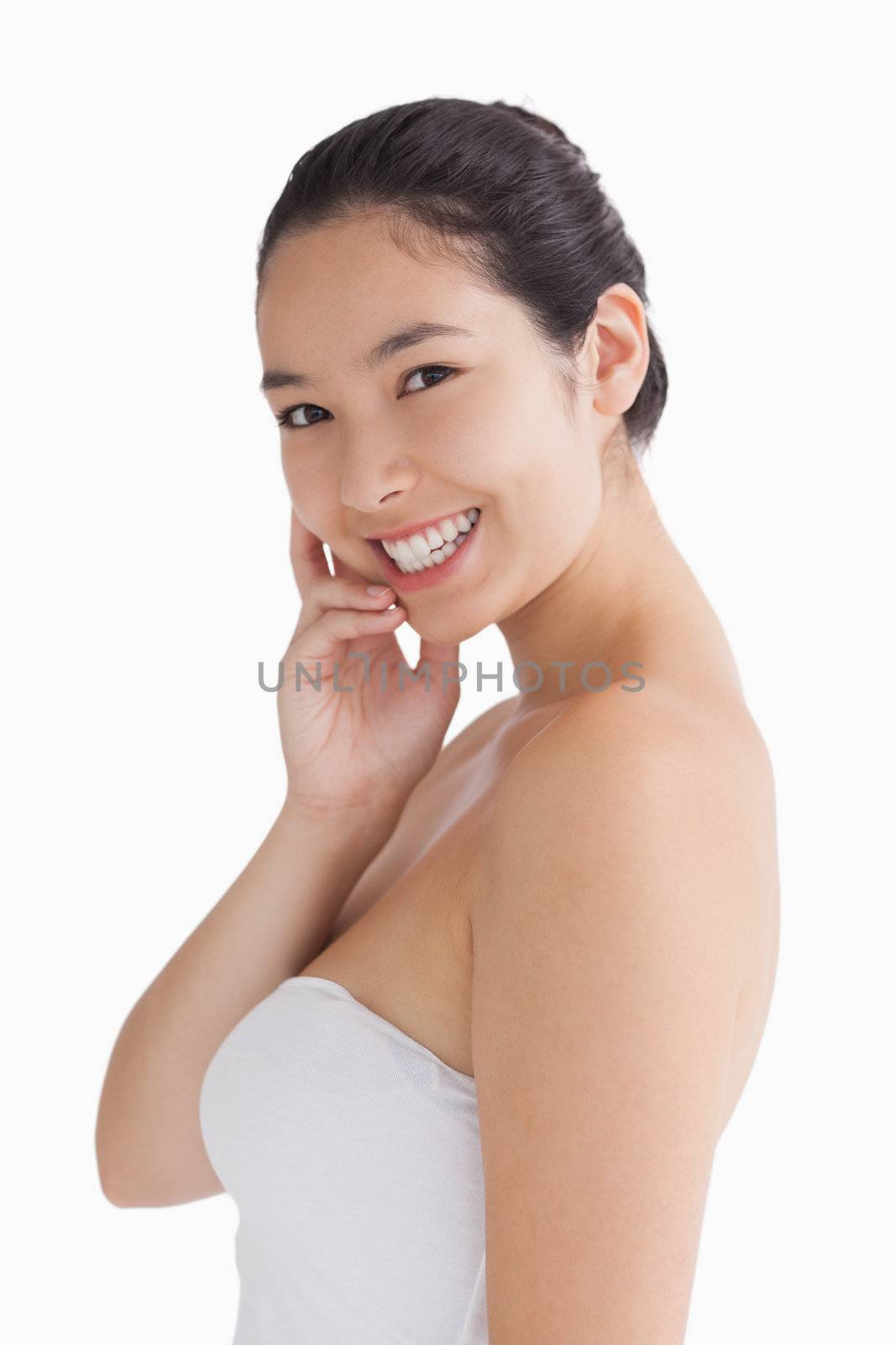 Cheerful woman being a natural beauty