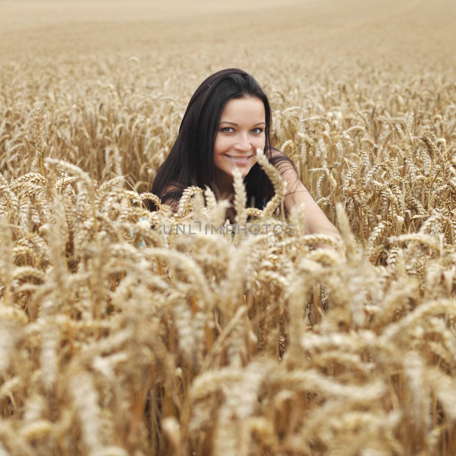 woman on wheat field