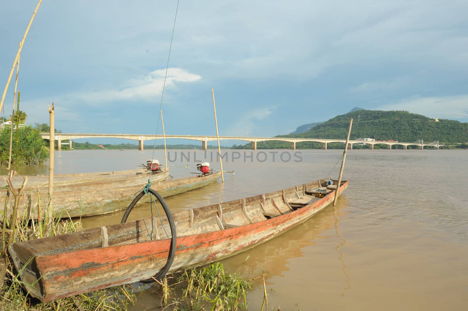 
Loas Longtail boats in Mekong river at Paksa ,Loas.