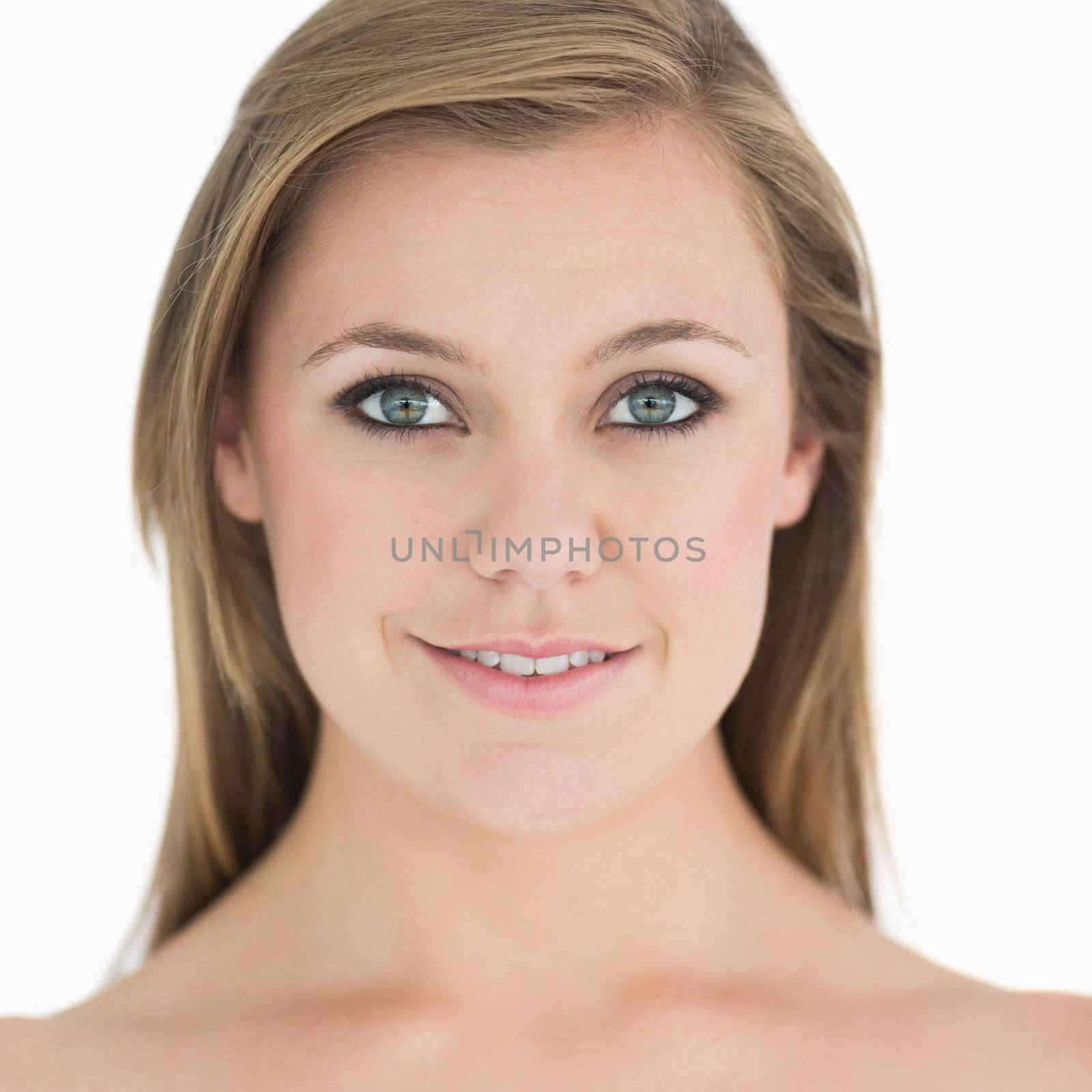 Blonde woman smiling