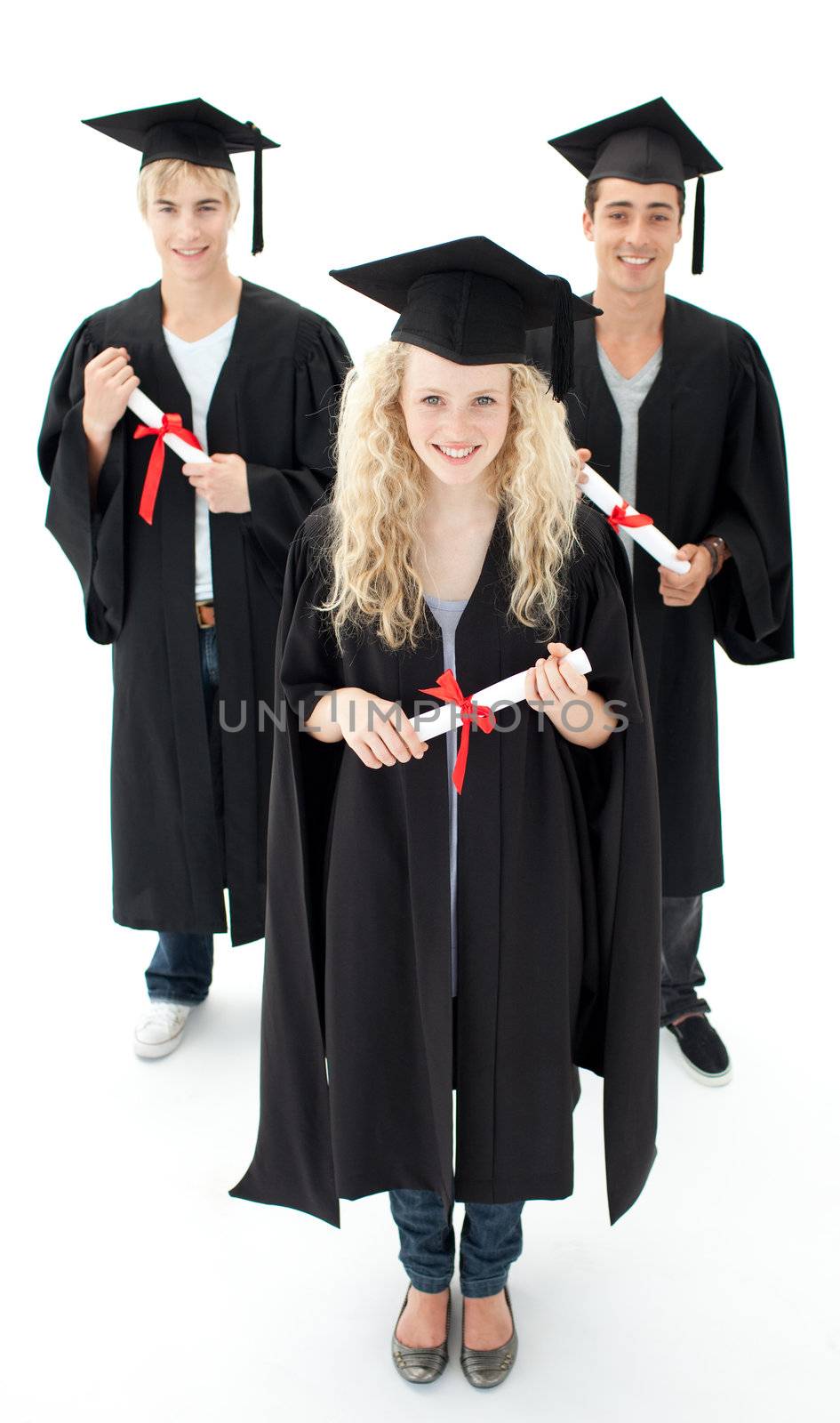 Happy group of adolescents celebrating after Graduation