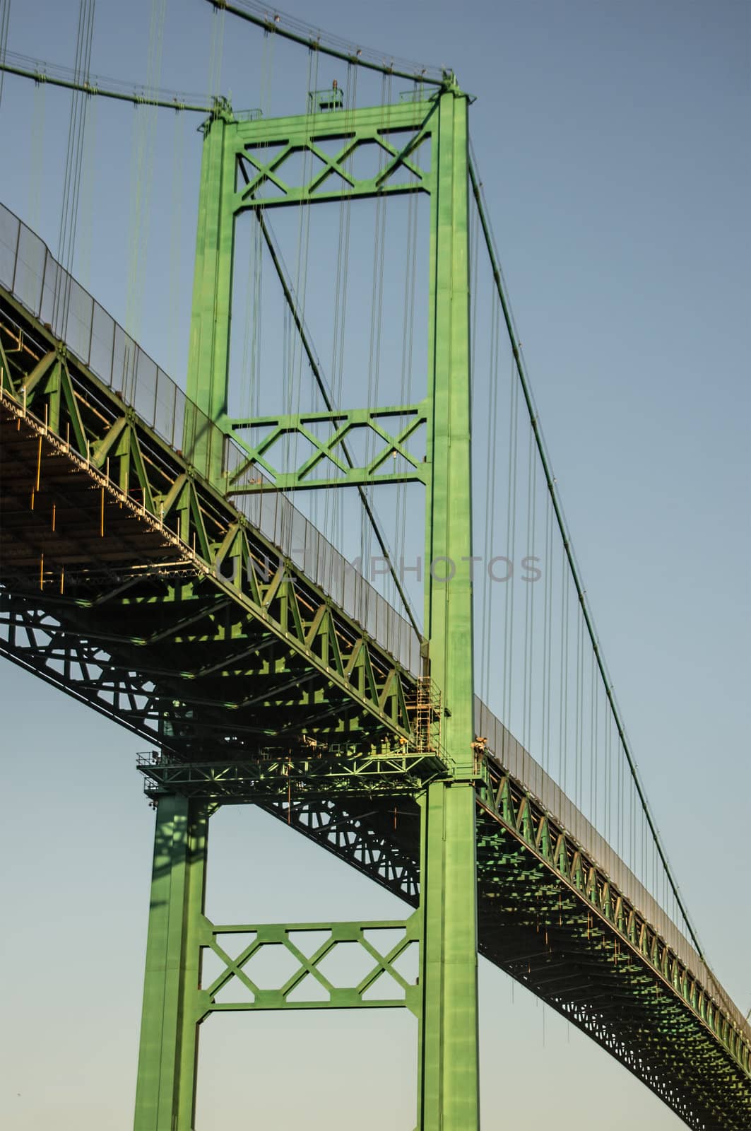 Historic Vincent Thomas Bridge located at the Port of Los Angeles one of the busiest shipping ports in the world