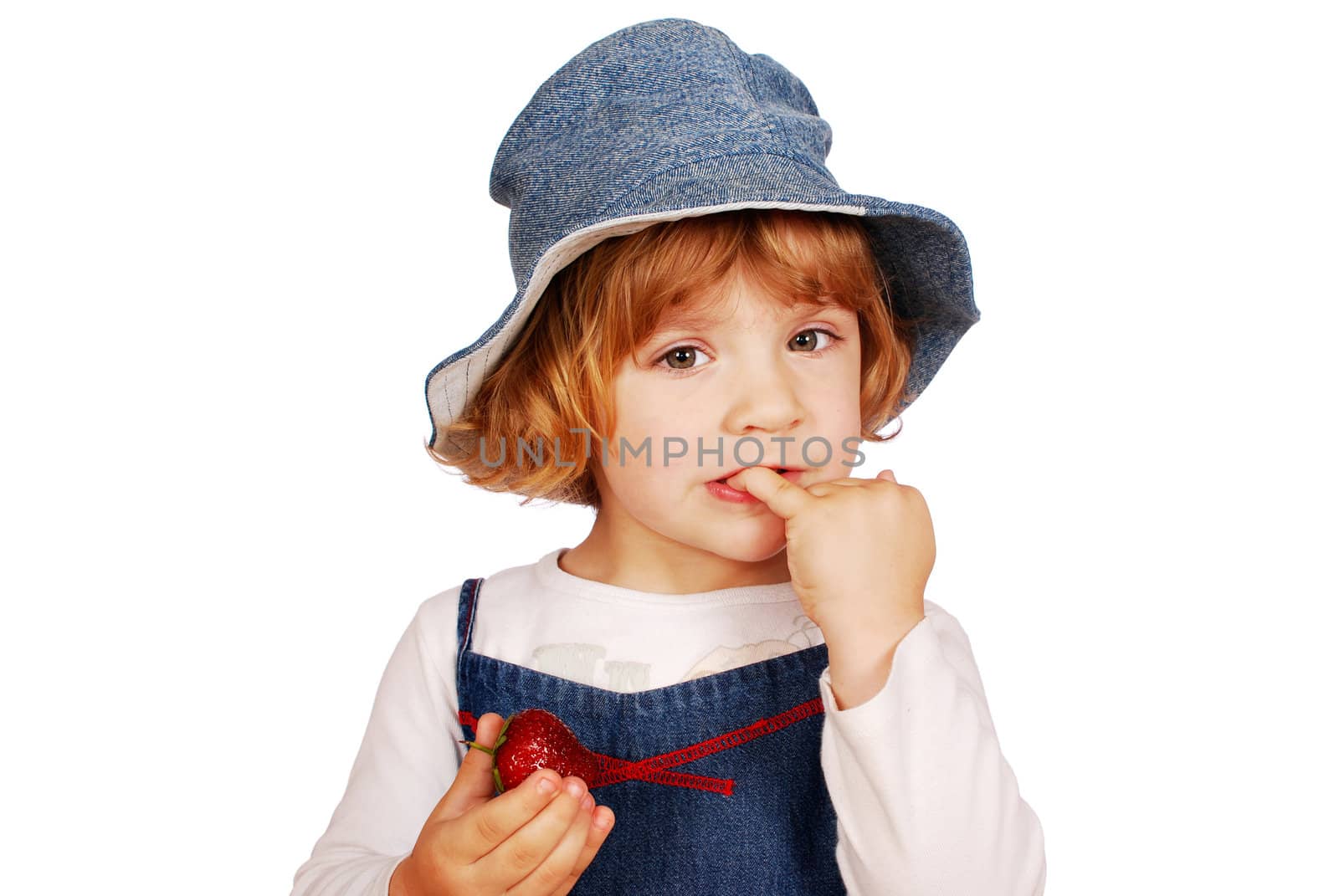 Beauty little girl with strawberry