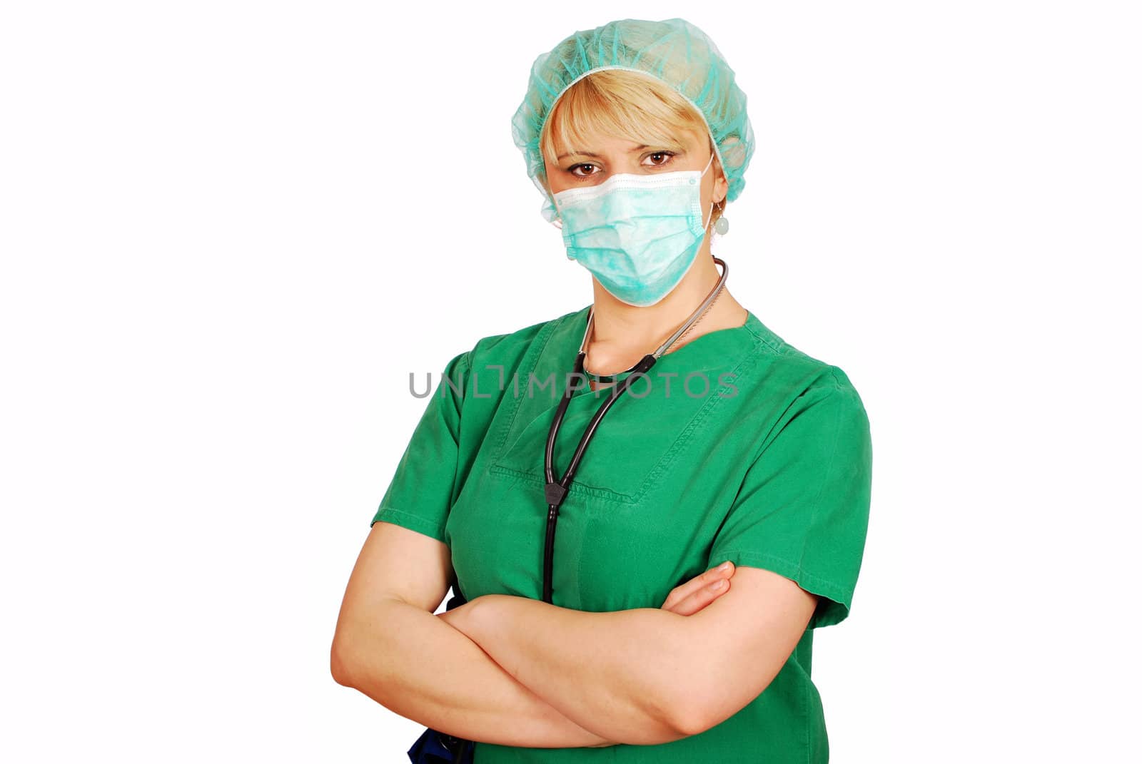 Woman doctor posing studio shot