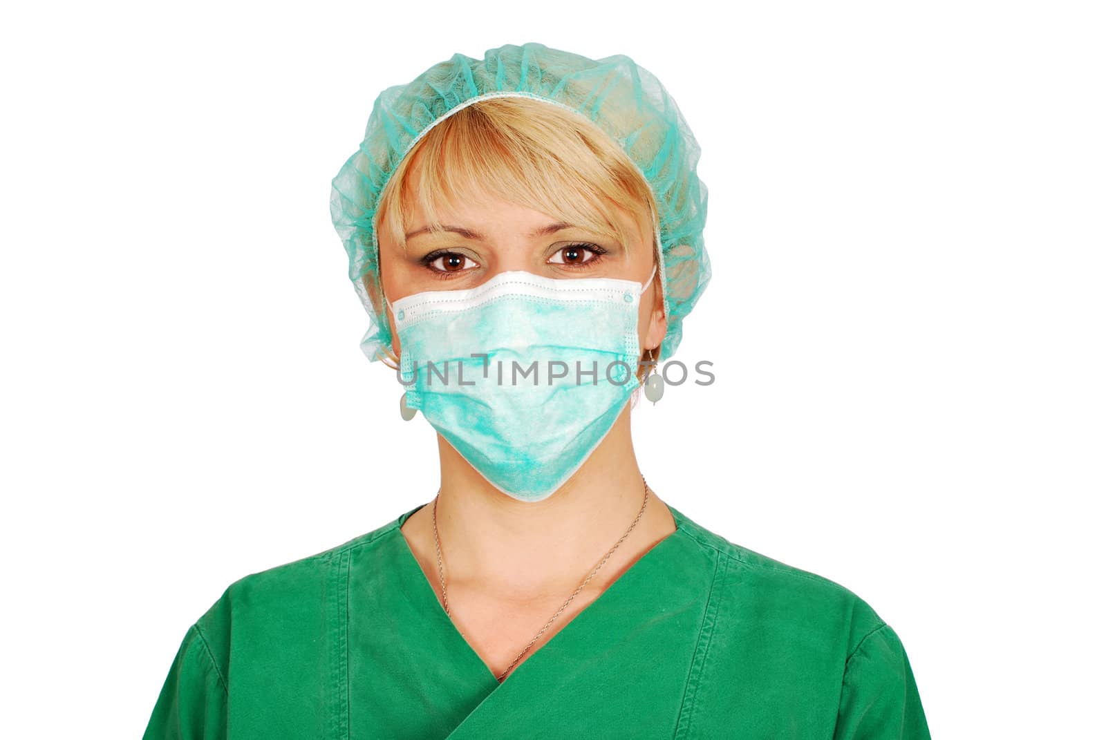 Woman doctor with mask studio shot
