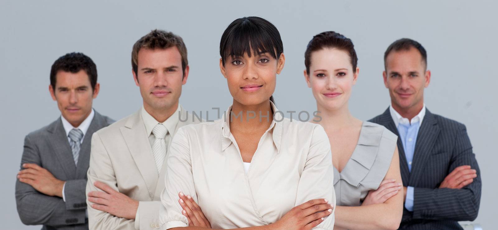 Afro-American businesswoman leading her team by Wavebreakmedia