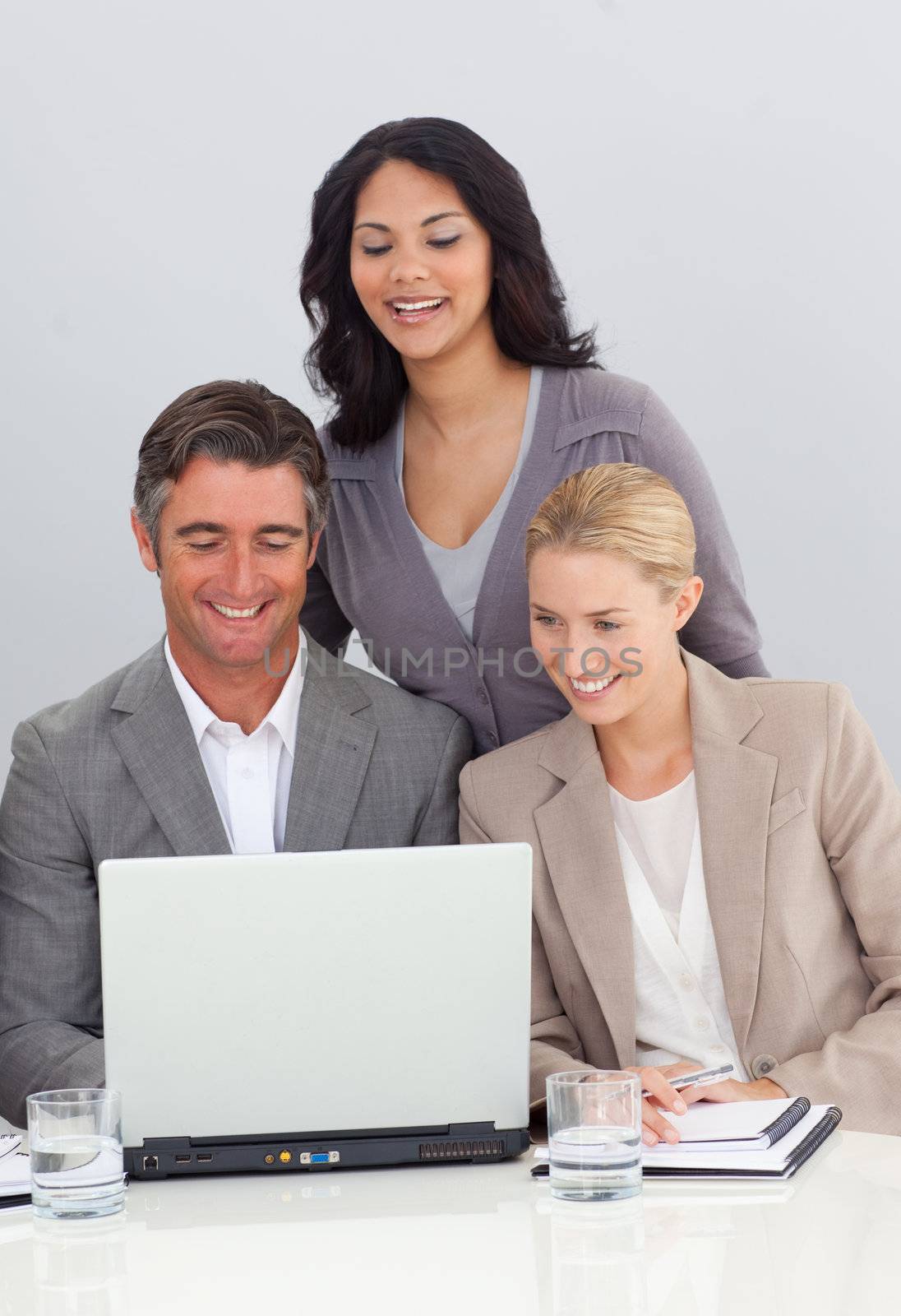 Business team working with a laptop in the office