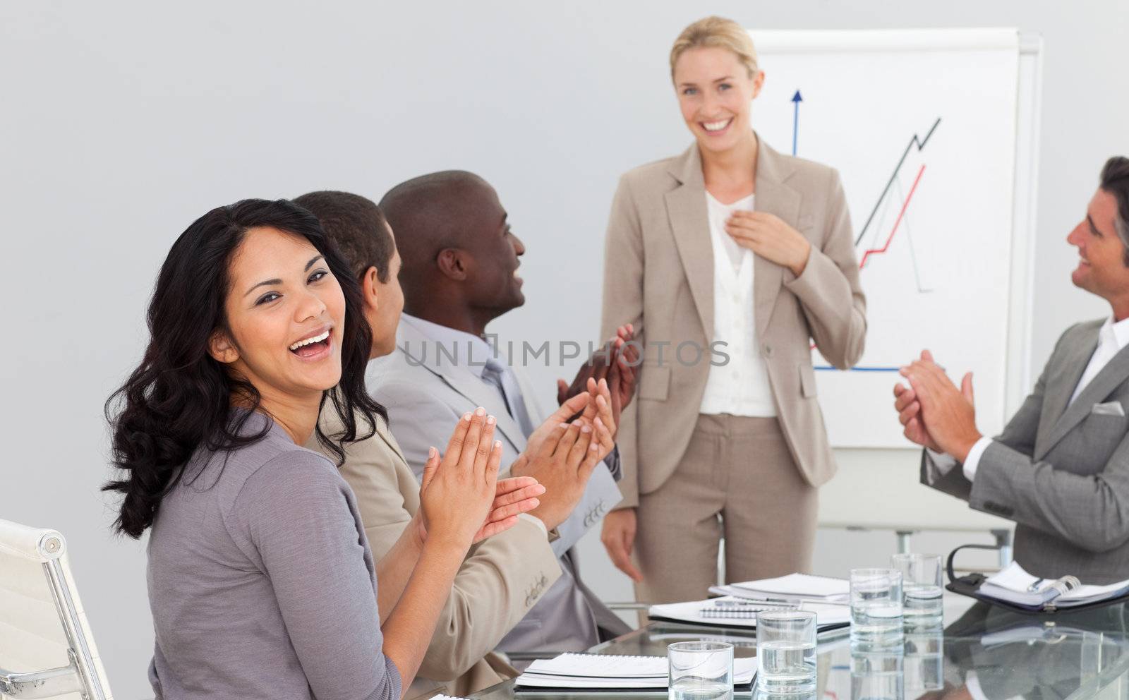 Young Businesswoman standing smilling after a presentation