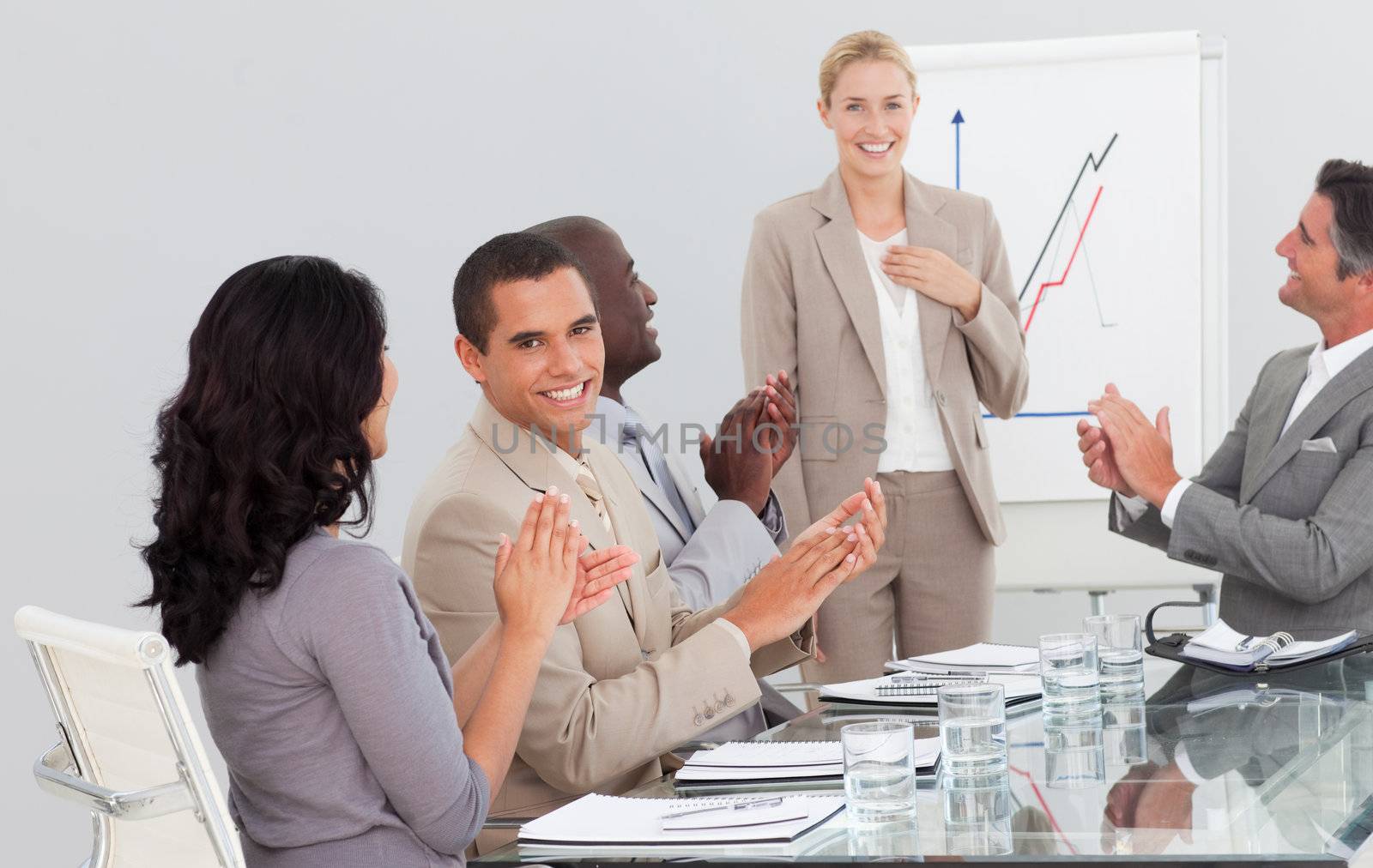 Young Businesswoman standing smilling after a presentation