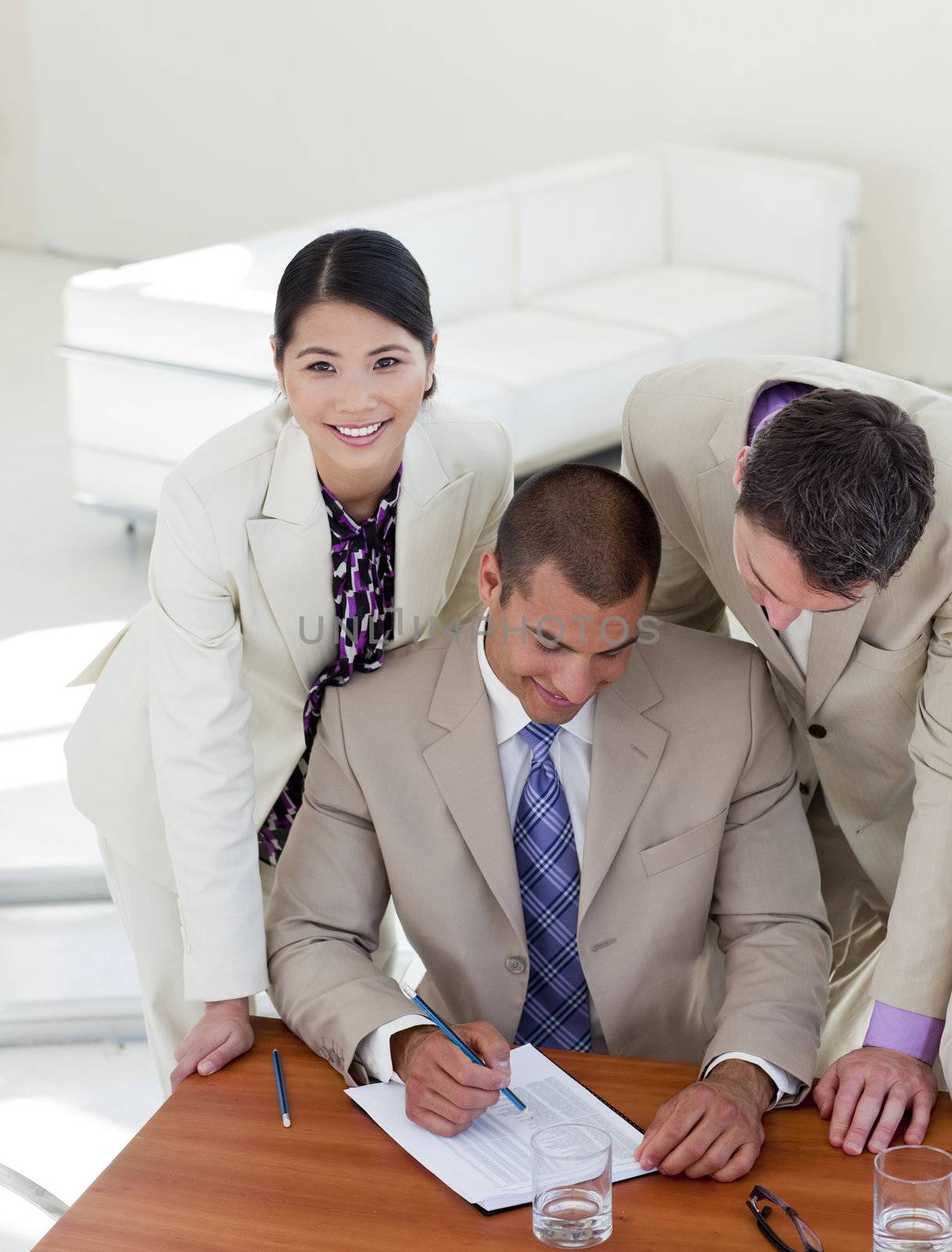 Concentrated business people working together in the office