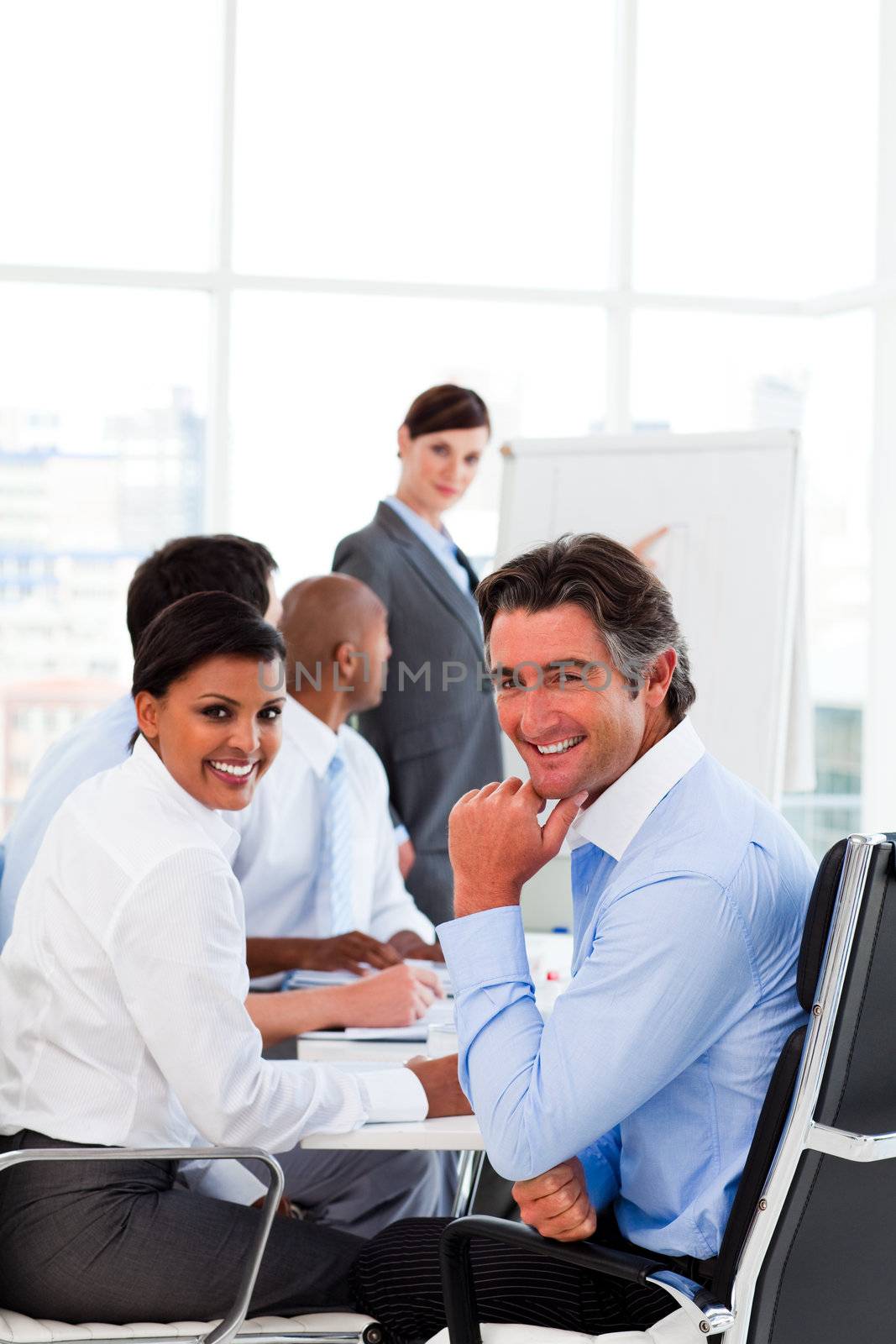 Business presentation at a meeting in an office environment
