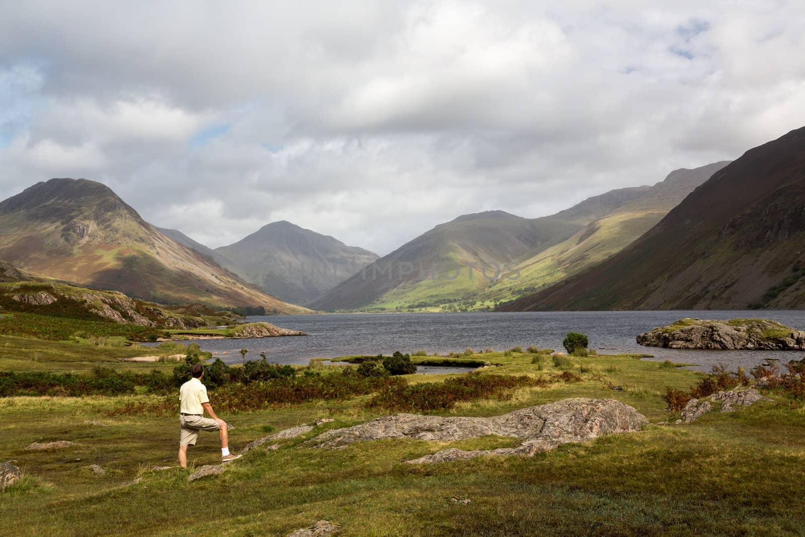 Wastwater or Wast Water in English Lake District on cloudy day