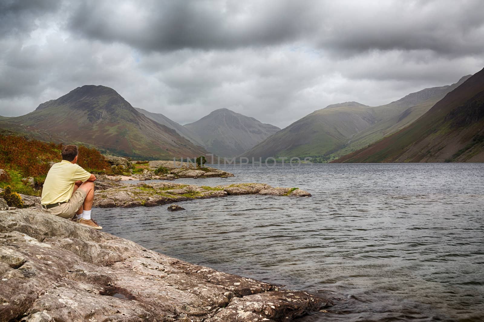 Wastwater or Wast Water in English Lake District on cloudy day