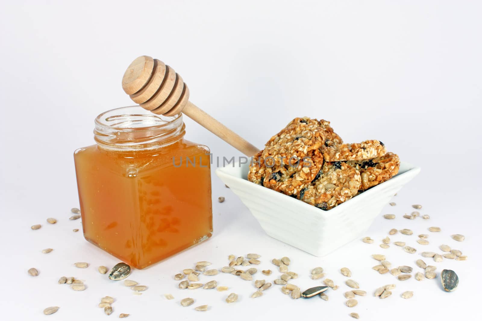 Natural products made of honey isolated on white