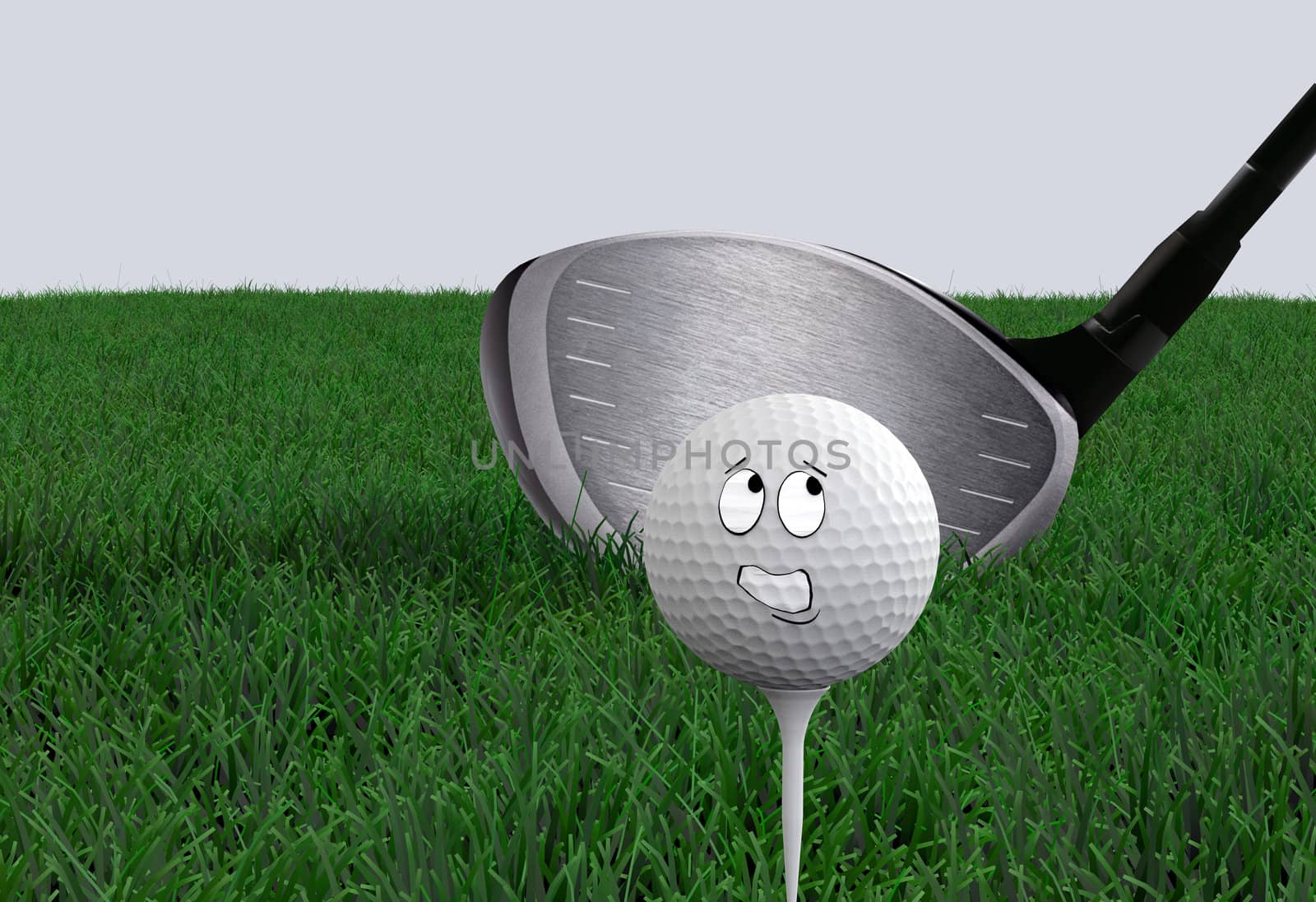 Cartoon golf ball being hit with driver by connelld