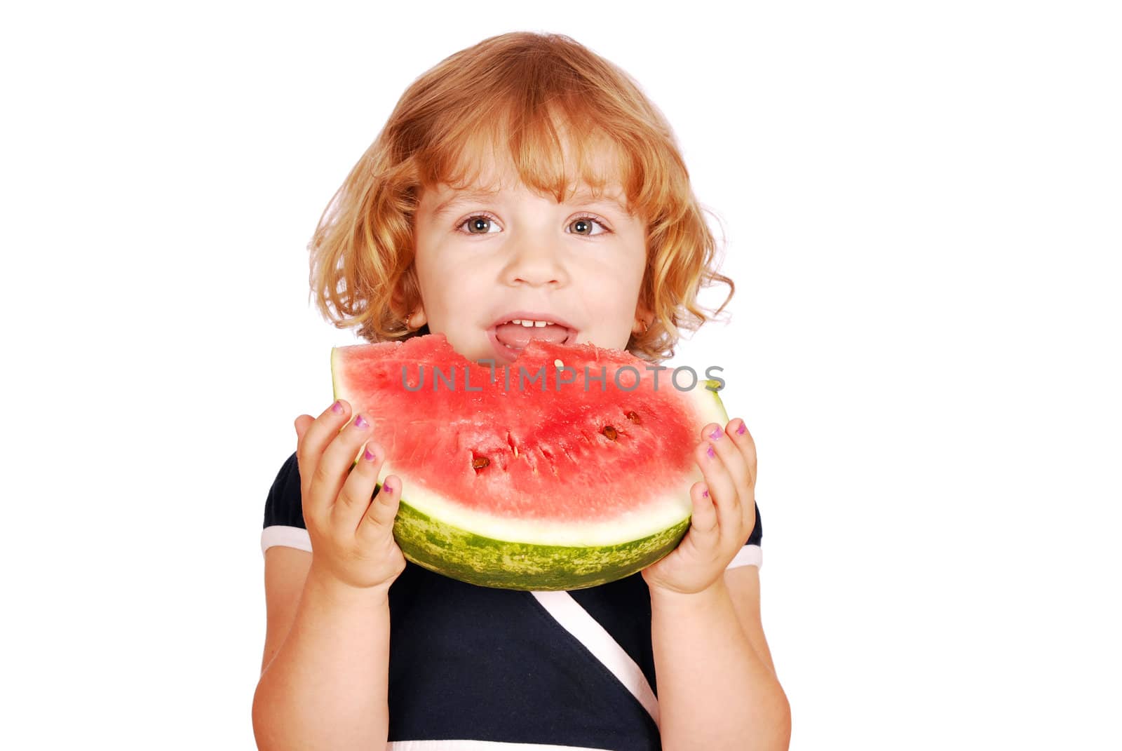 Beauty little girl with watermelon