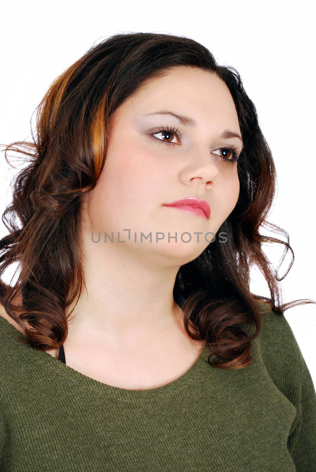 Beauty pudgy girl portrait studio shot