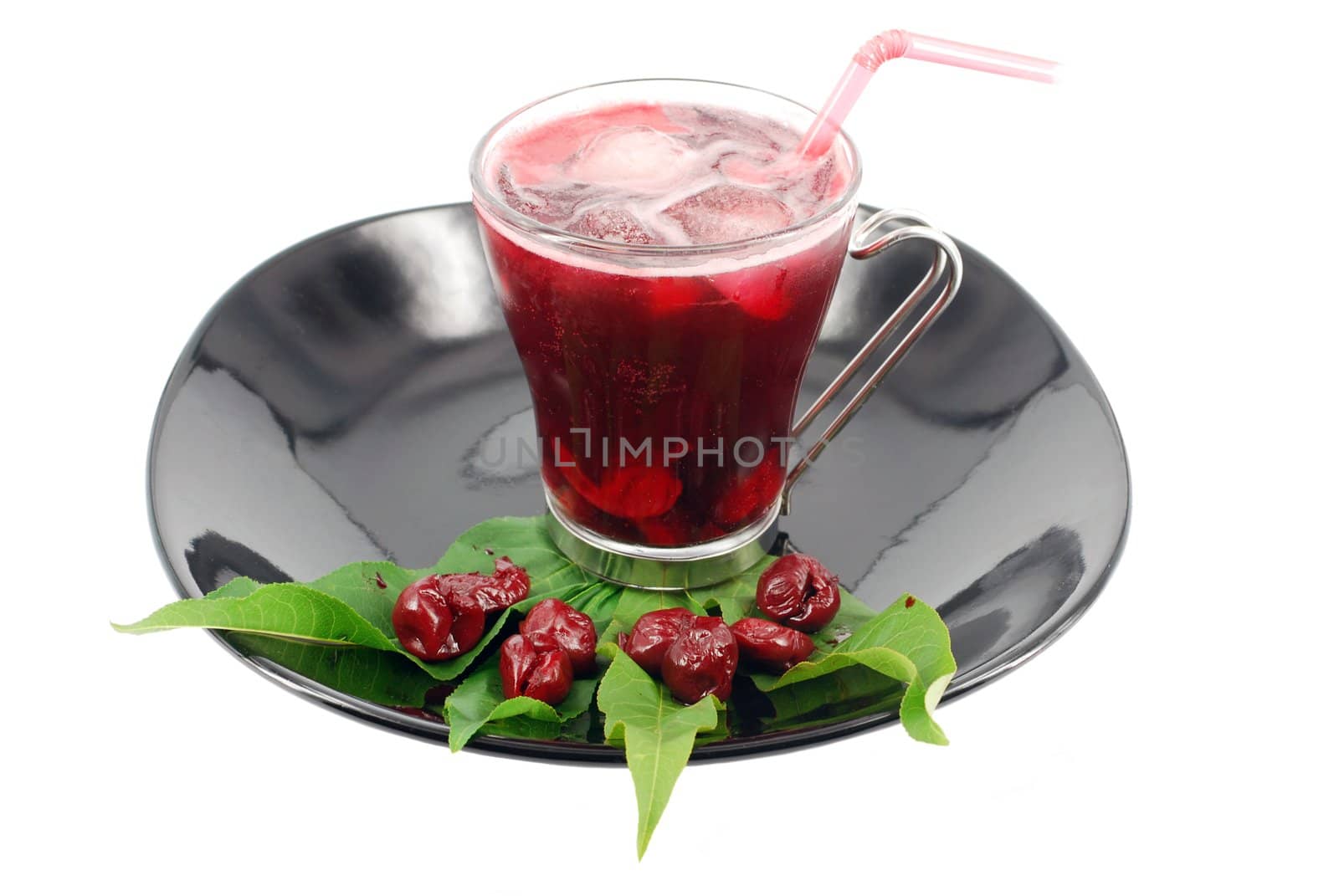 Ice tea cold cherry juice
