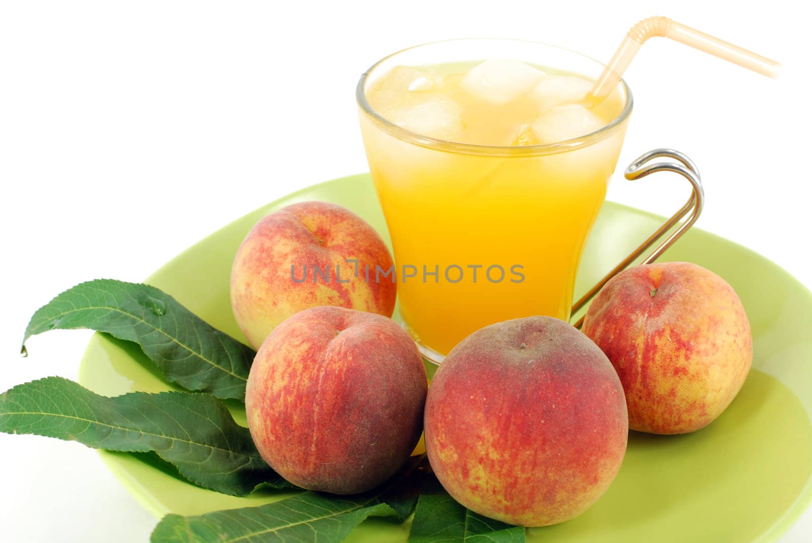 Cold peach juice studio shot