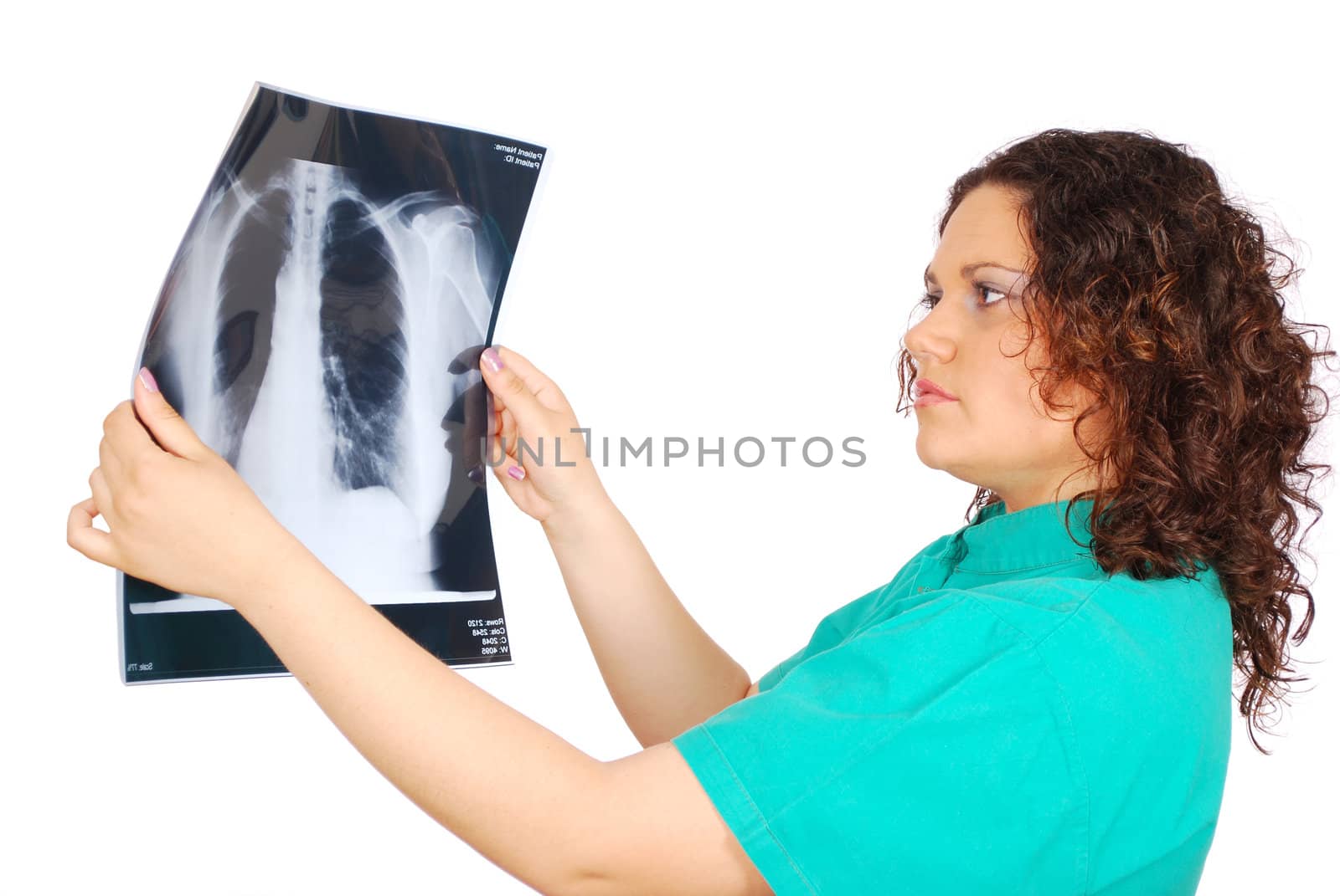 Female doctor with x-ray studio shot
