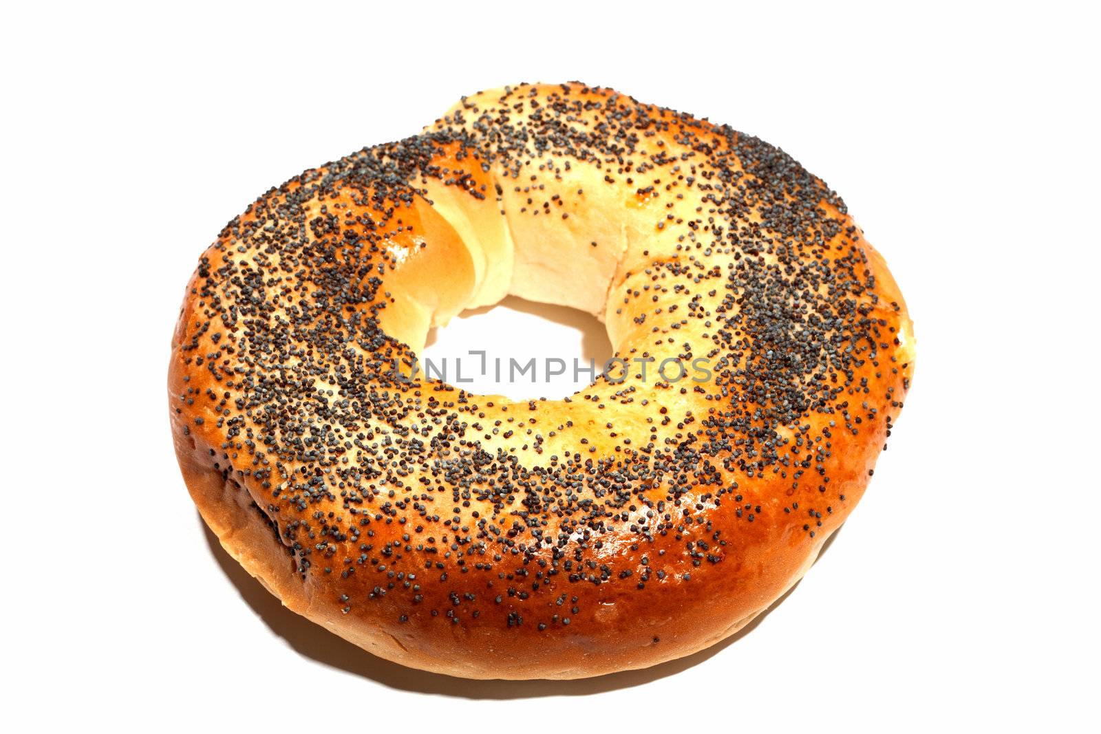 bagels with poppy seeds isolated on white background
