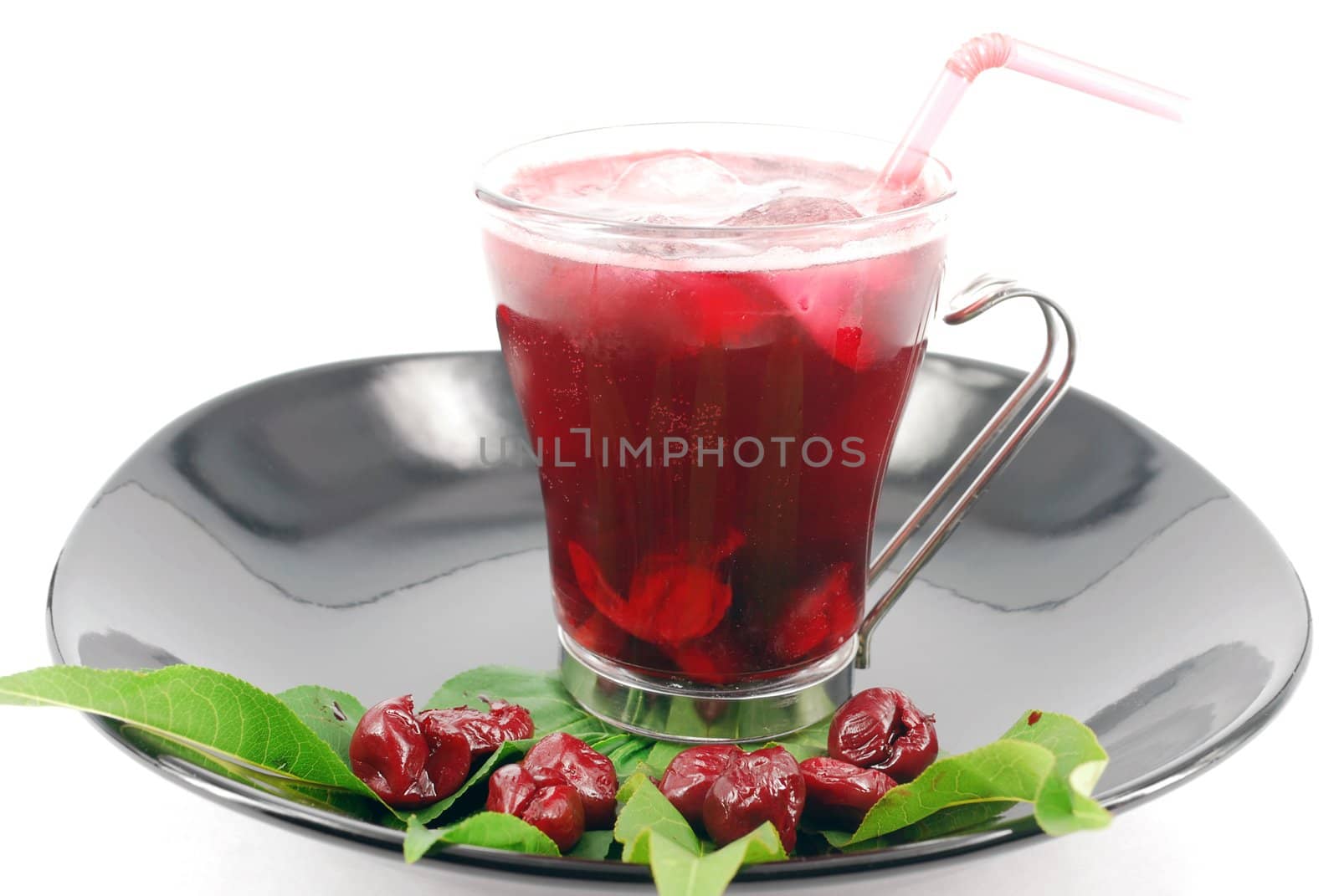 Cold cherry juice studio shot