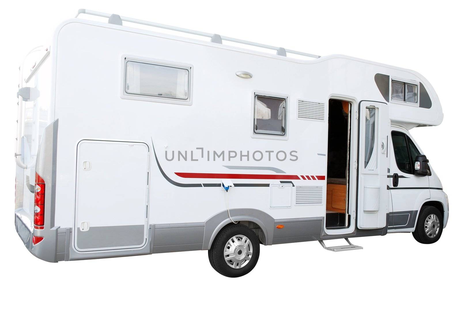 White rv truck isolated on white background