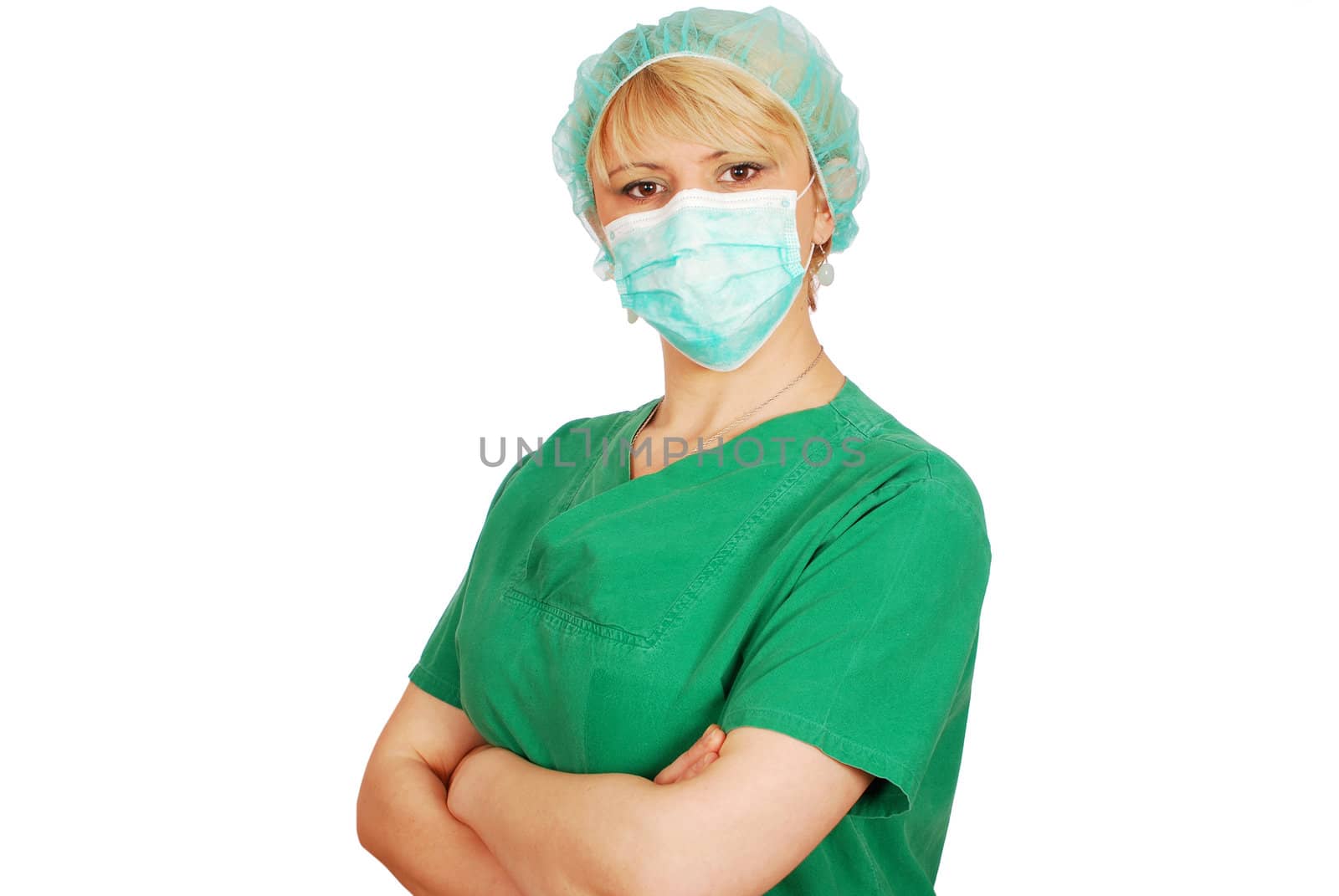 Woman doctor with mask studio shot