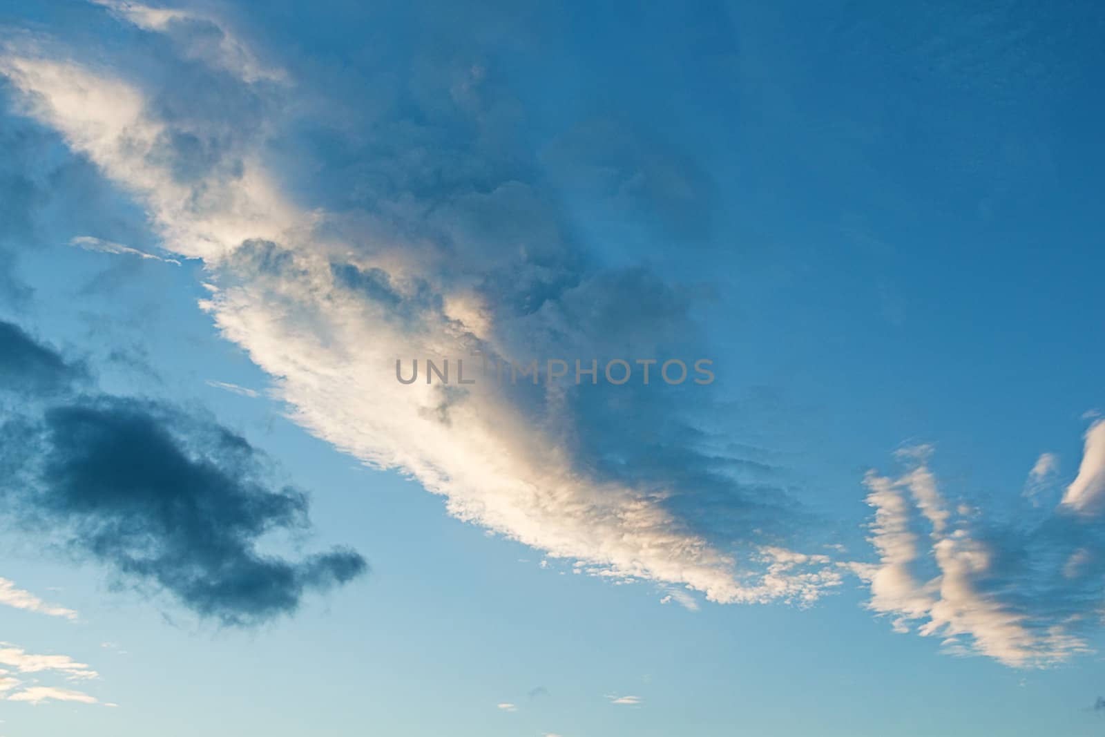 summer blue sky with many white clouds.