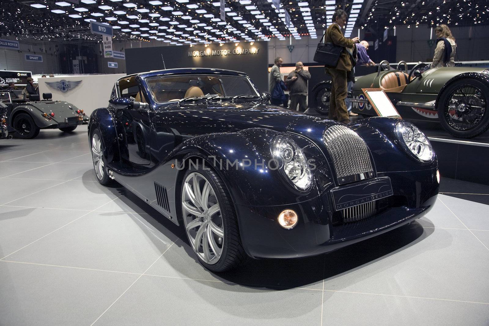 GENEVA, SWITZERLAND - MARCH 4, 2011 - Morgan Aero SuperSports model is presented at the annual motor show in Geneva on March 4, 2011.