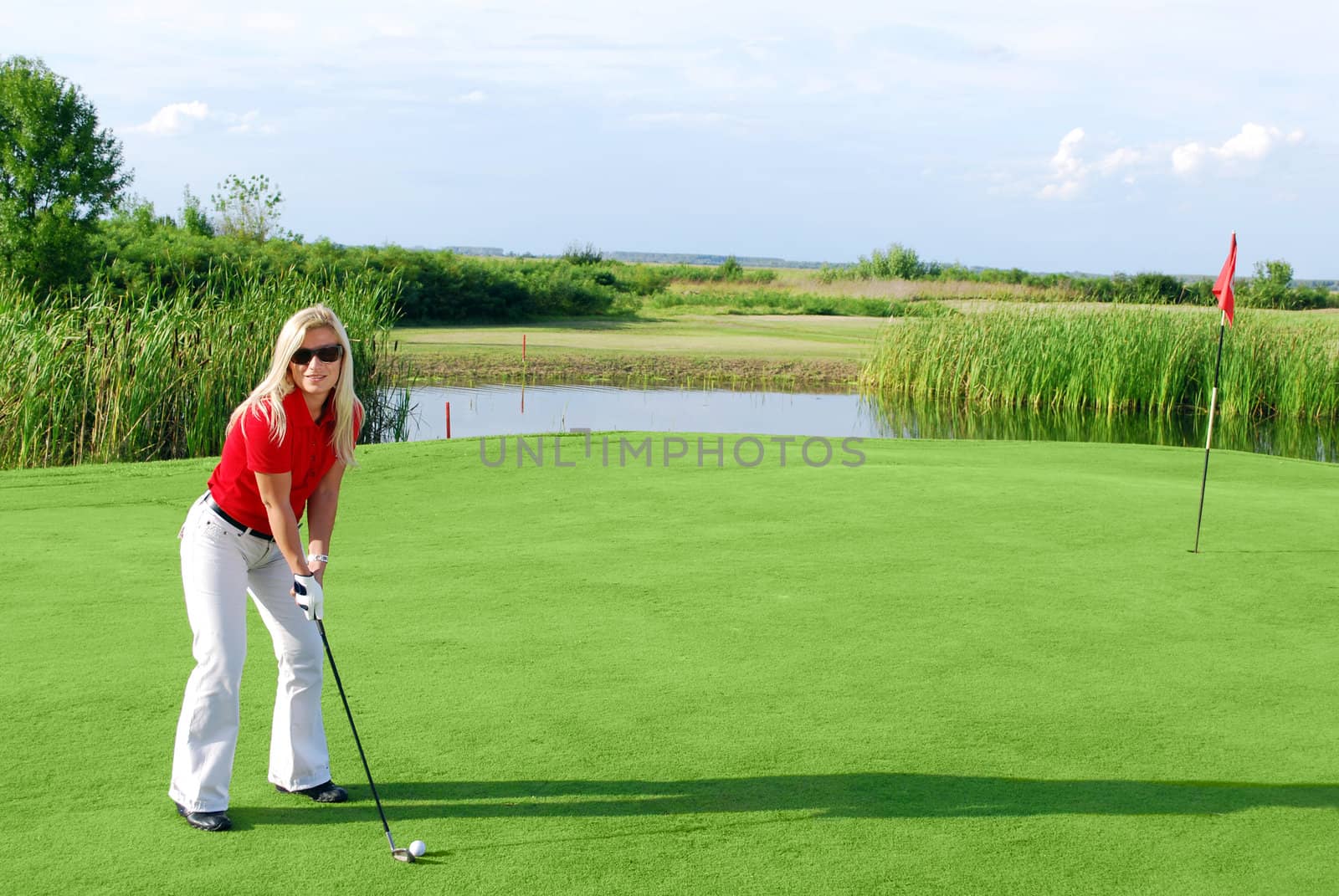 Beauty girl on golf field