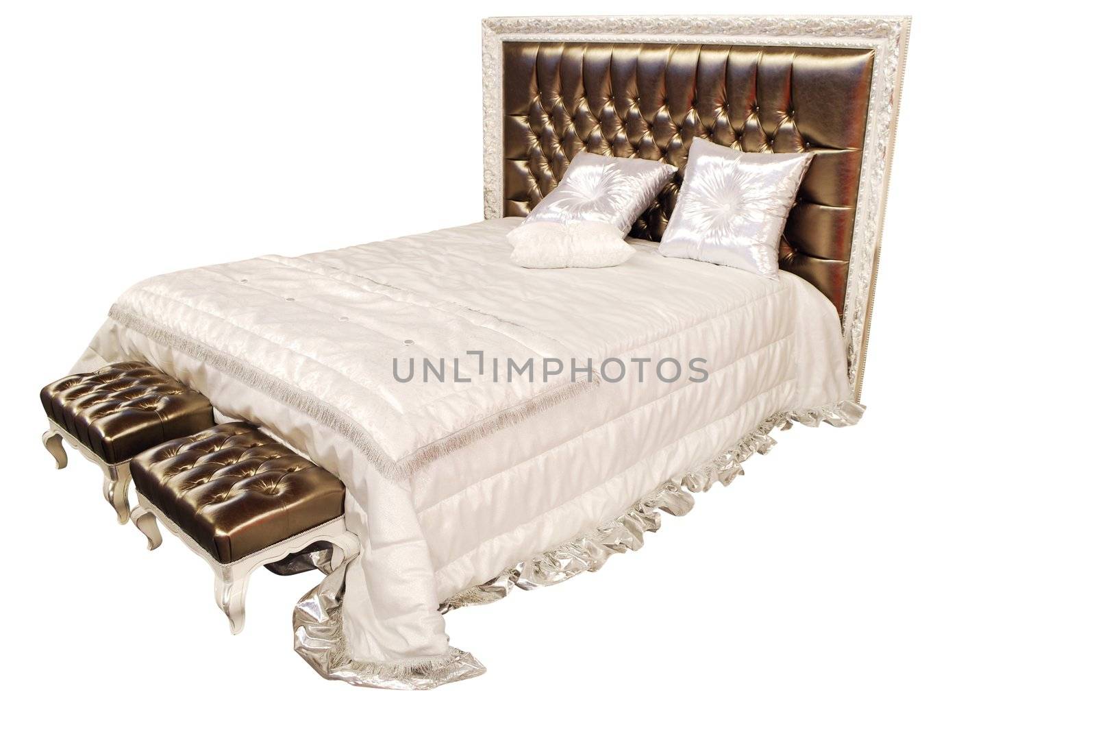 Vintage bed isolated on white background