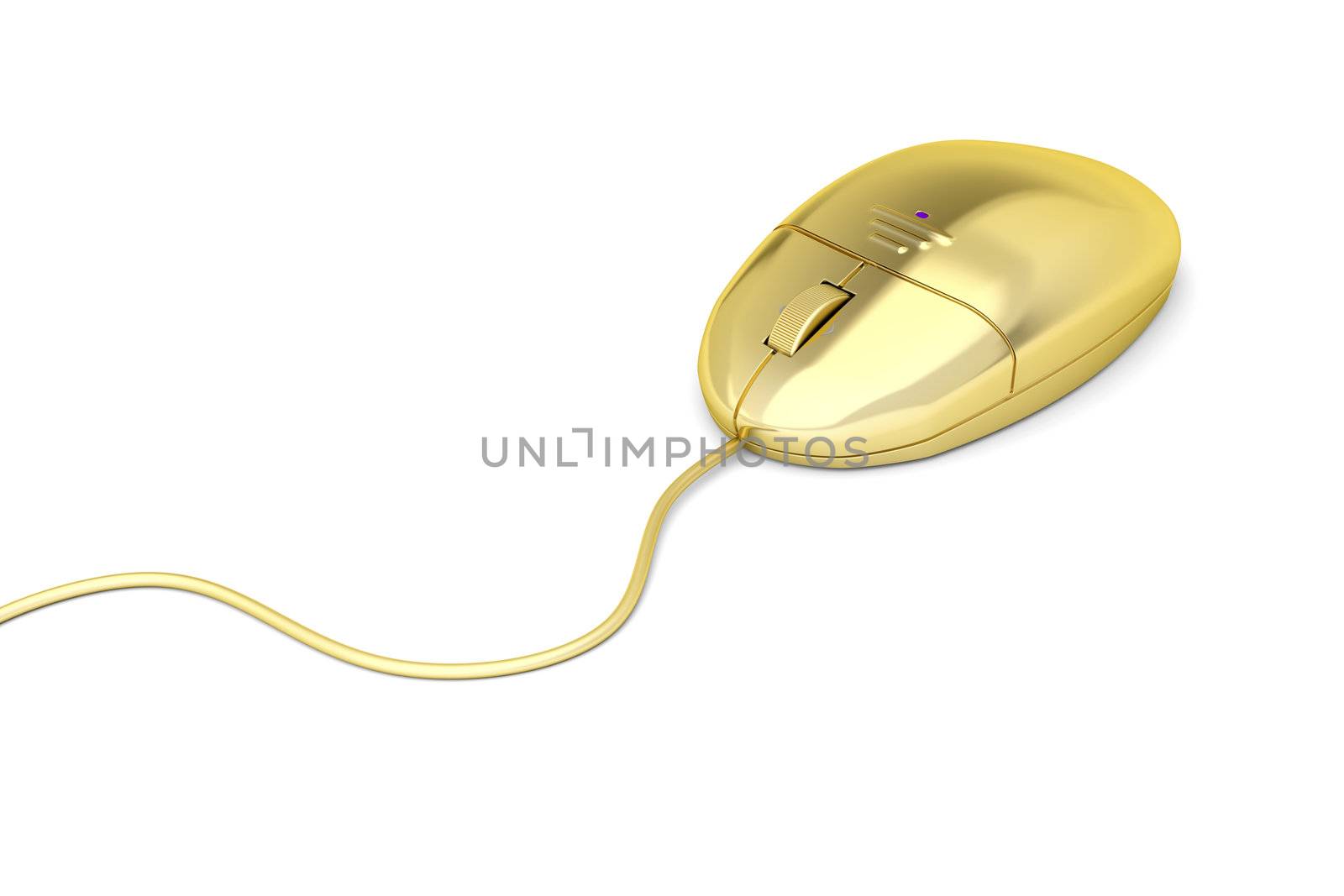 Golden computer mouse on white