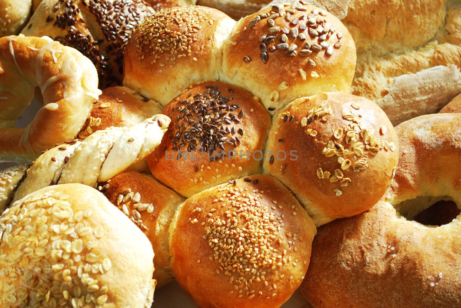 Fresh brown breads and buns