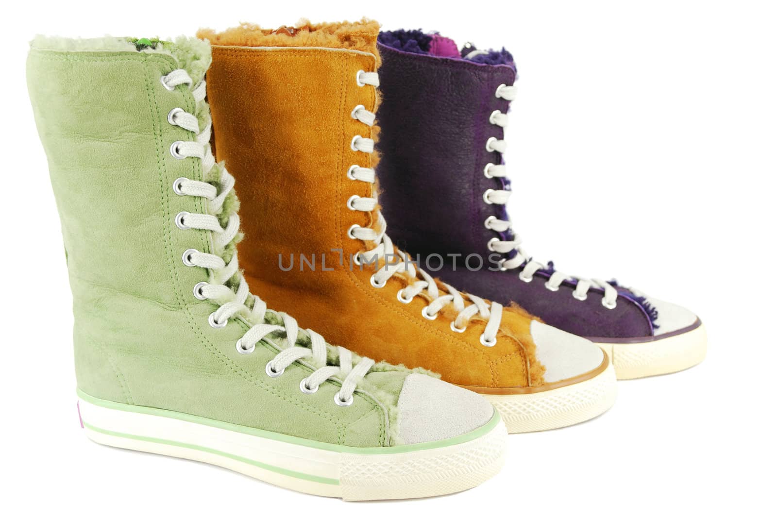 Colorful sneaker shoes on white