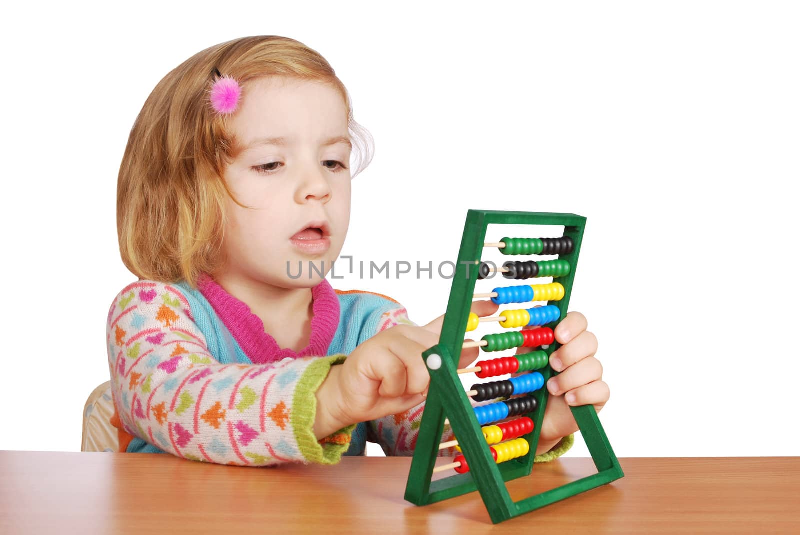 Beauty little girl learn to count