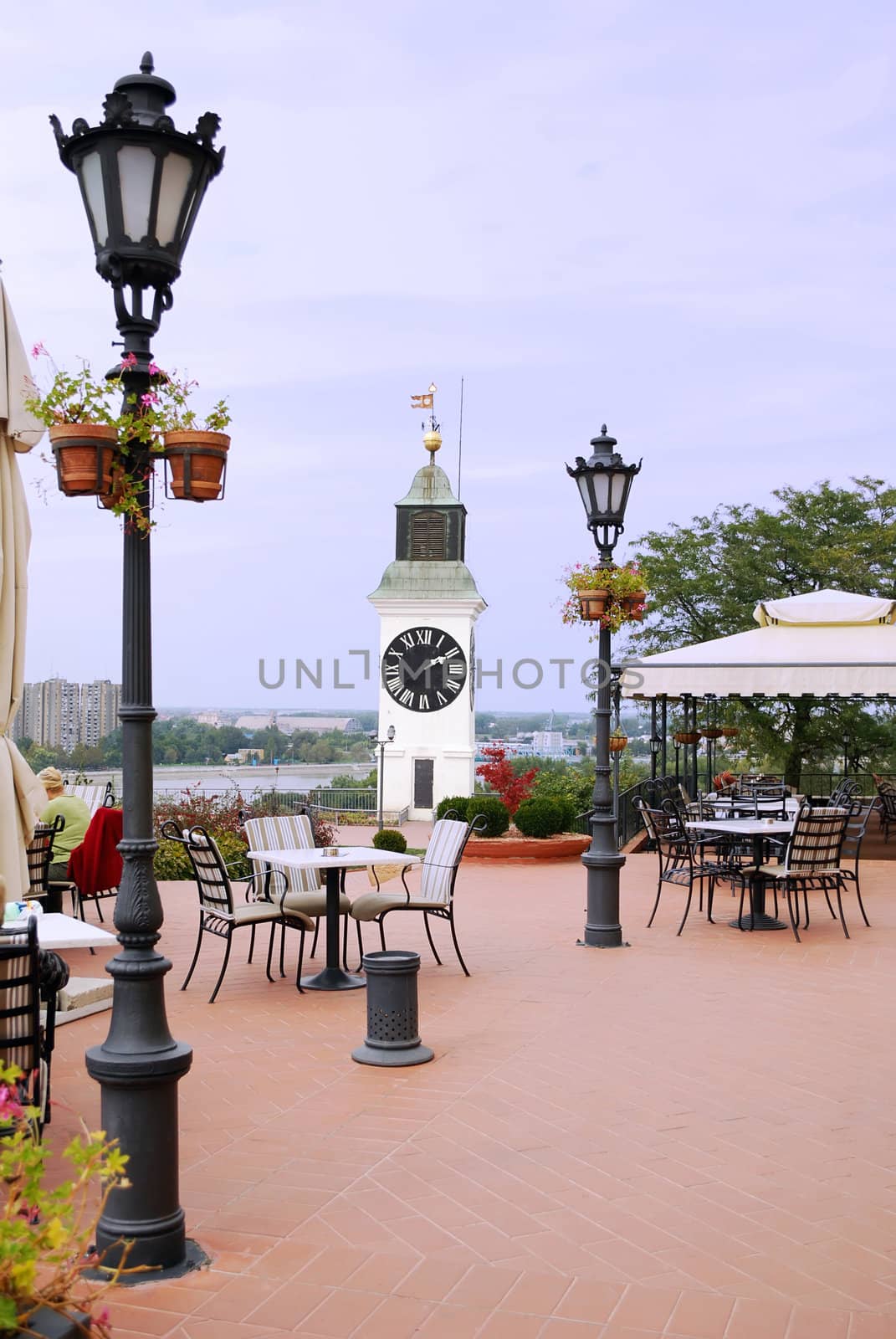 Old Serbia town Petrovaradin clock tower