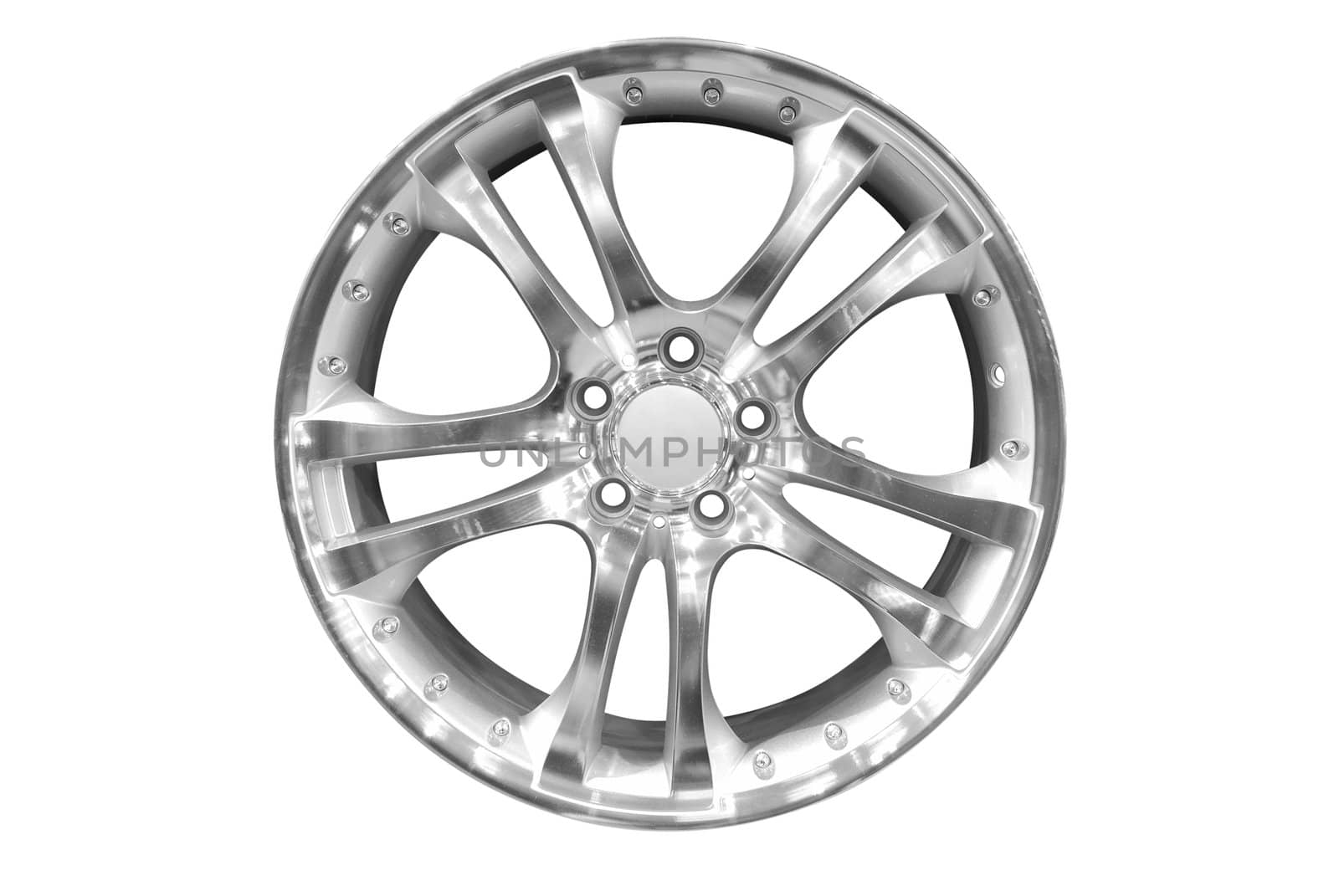 Car aluminum wheel rim isolated