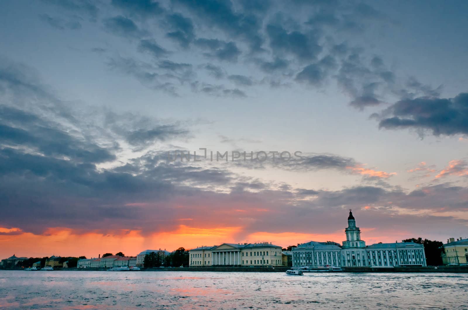 Cityscape is beautiful at dusk in Saint-Petersburg, Russia