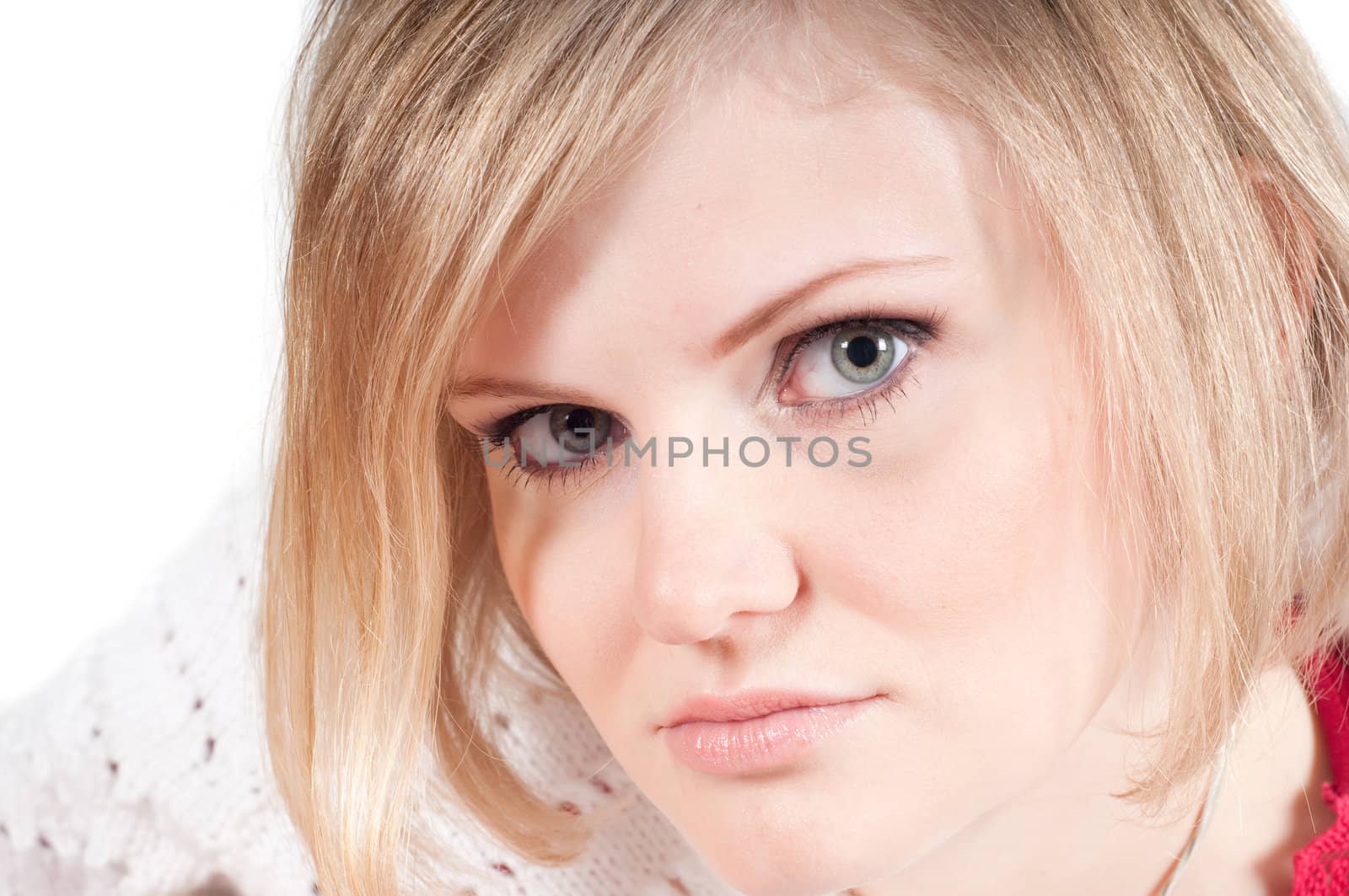 Portrait of beautiful woman isolated on white