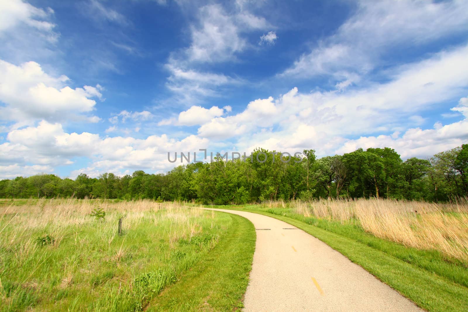Recreation Path through the prairie at Blackhawk Springs Forest Preserve in Illinois.