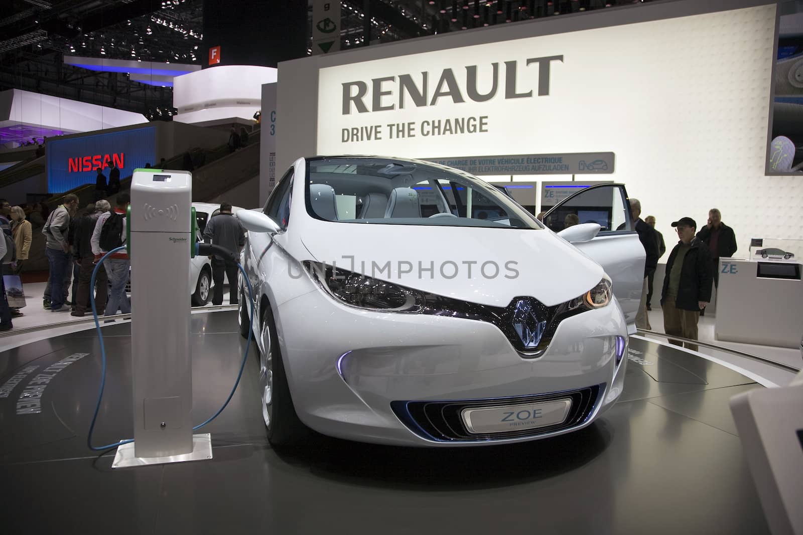 GENEVA, SWITZERLAND - MARCH 4, 2011 - Renault Zoe Preview Car is presented at the annual motor show in Geneva on March 4, 2011.