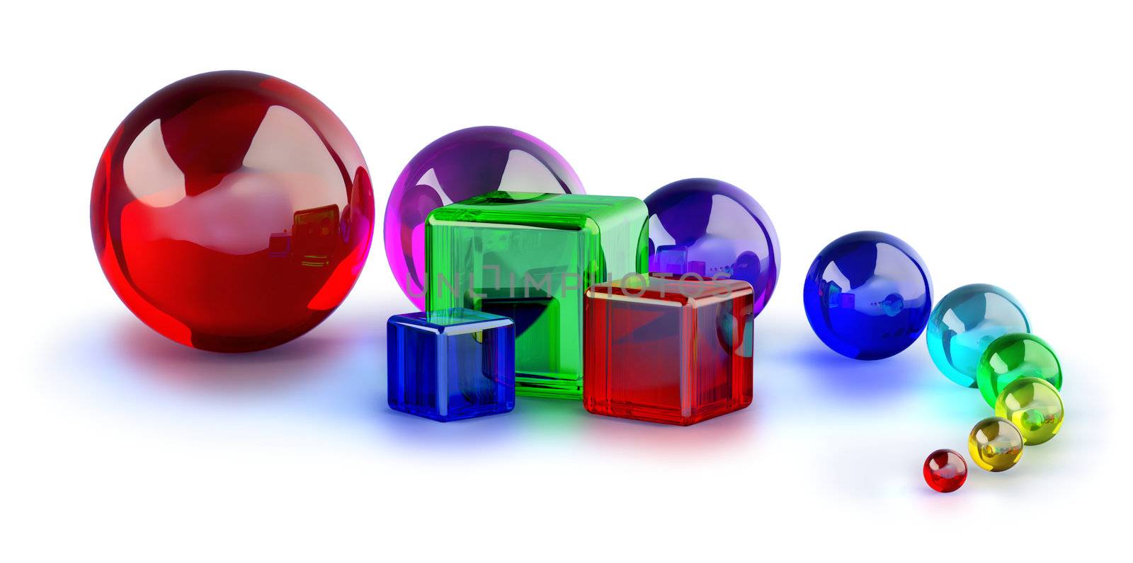 glass cubes and colorful marble balls by merzavka