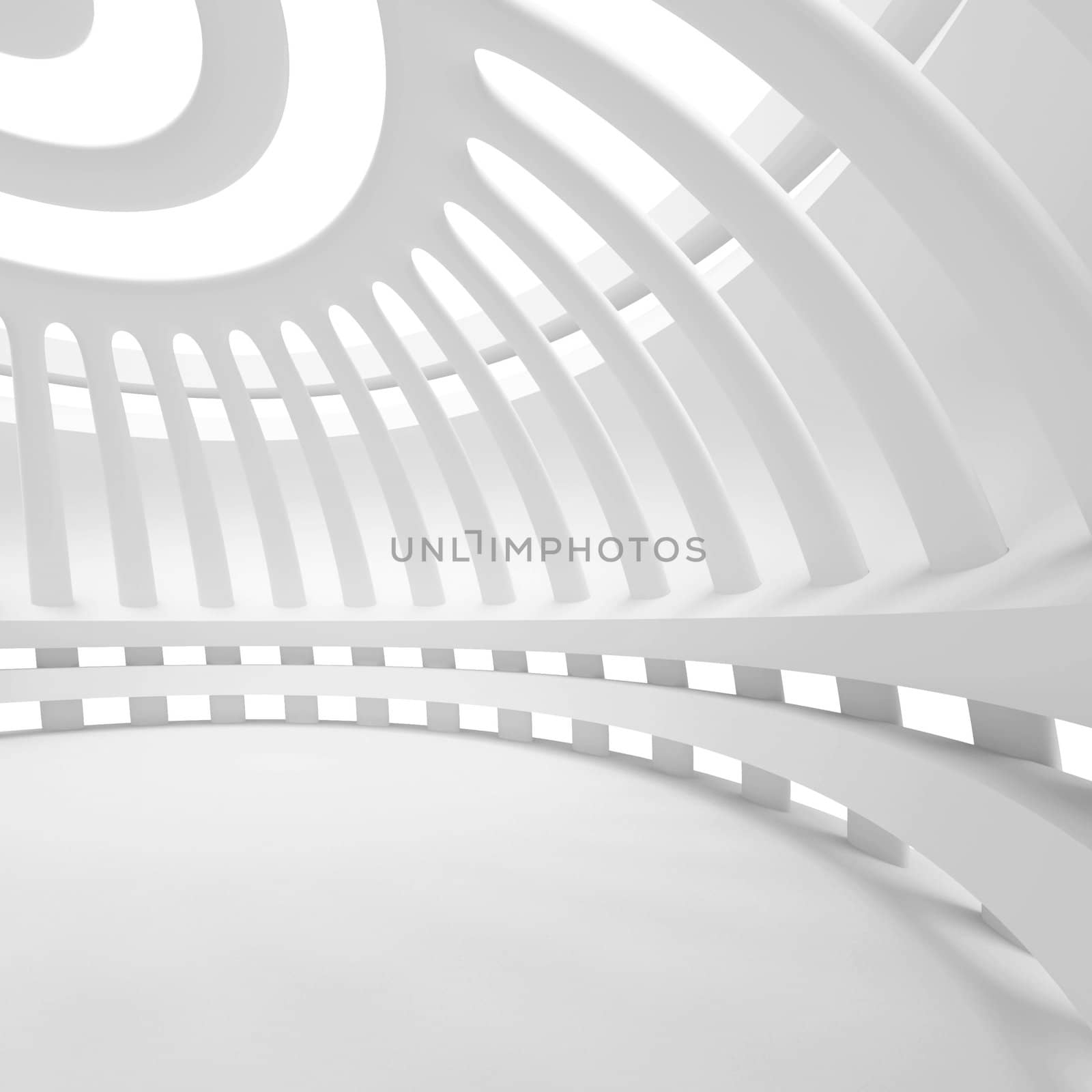 3d Illustration of White Abstract Hall Background