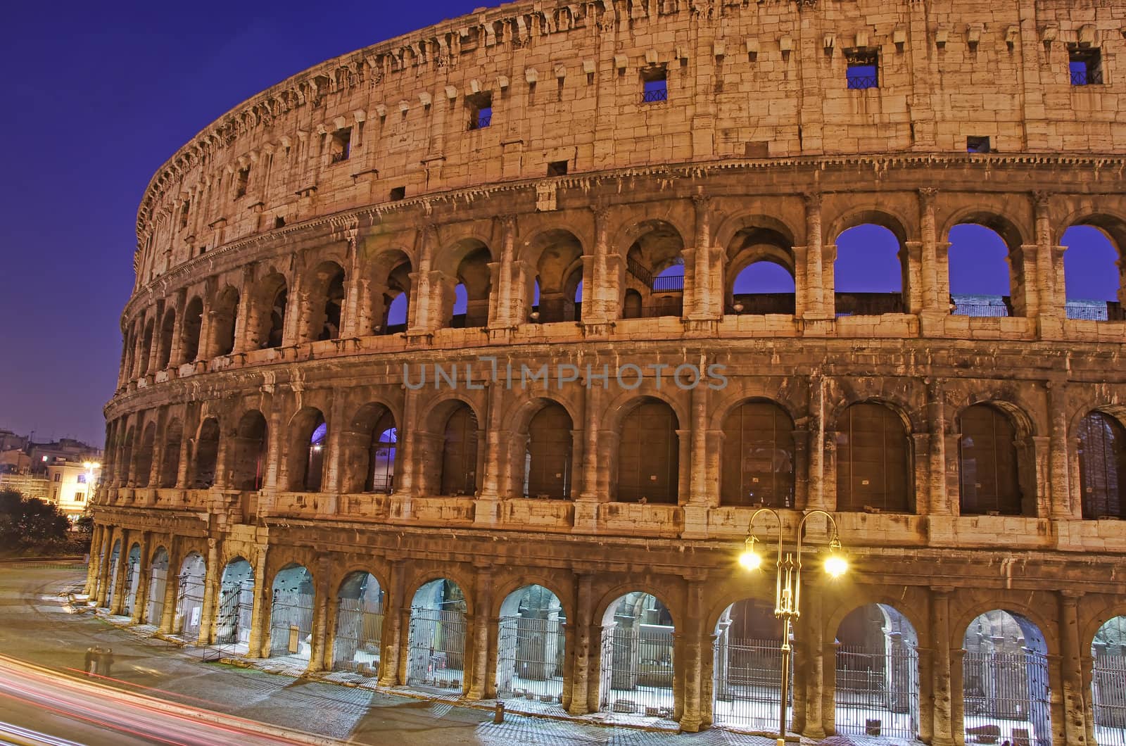 Night view of Colosseum in Rome