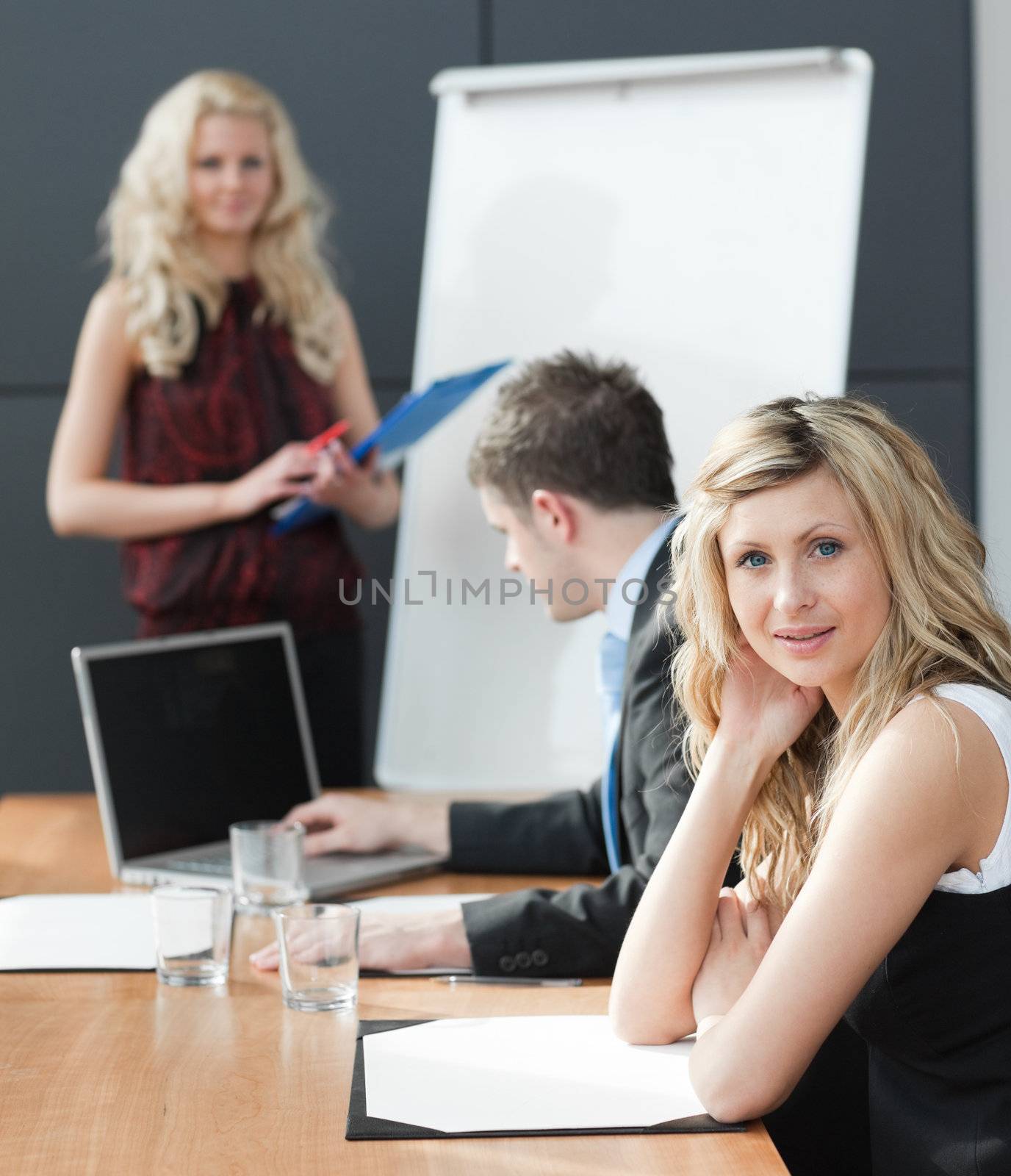 woman presenting at a business teamwork meeting