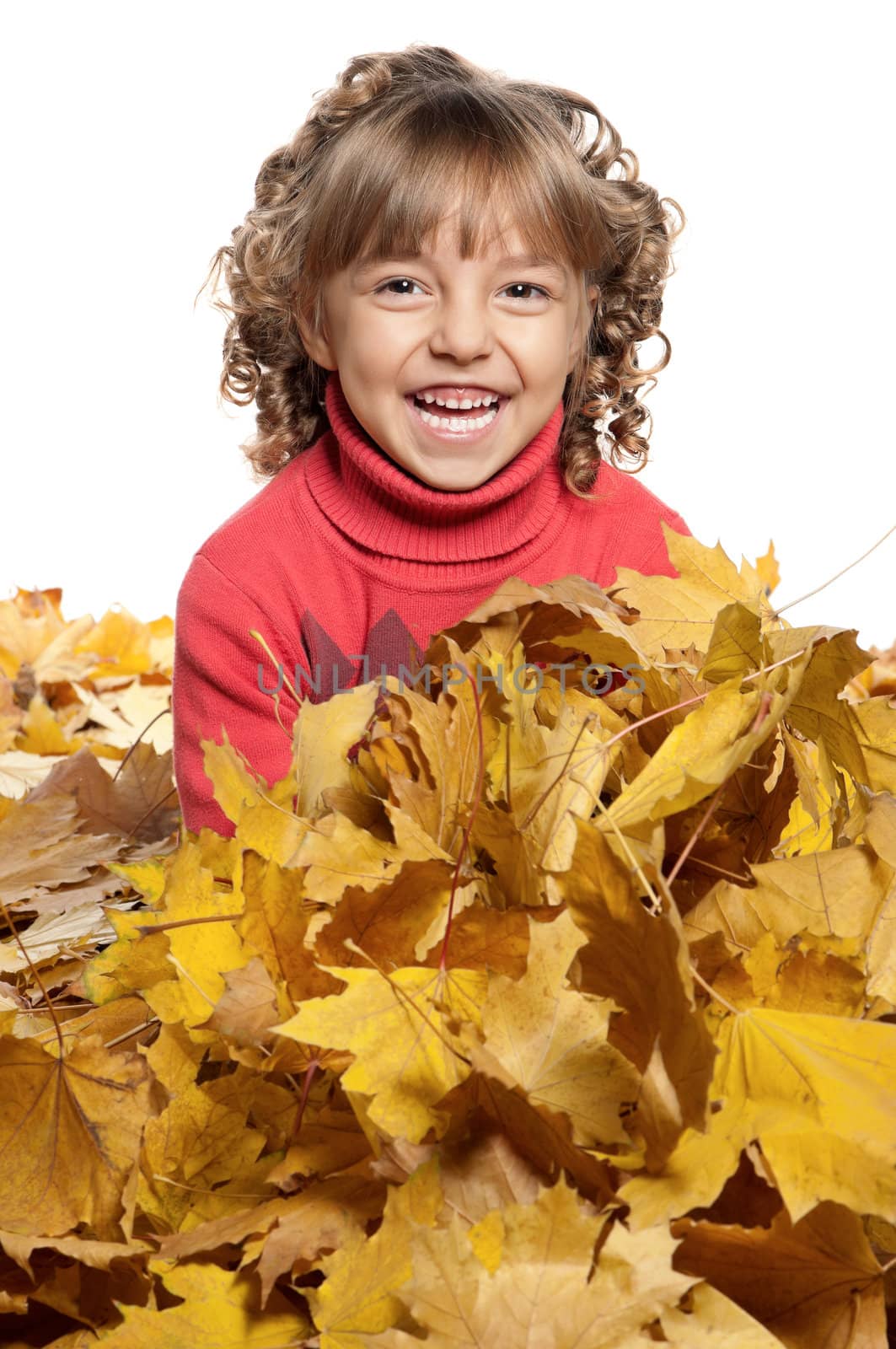 Portrait of a little girl posing on white background