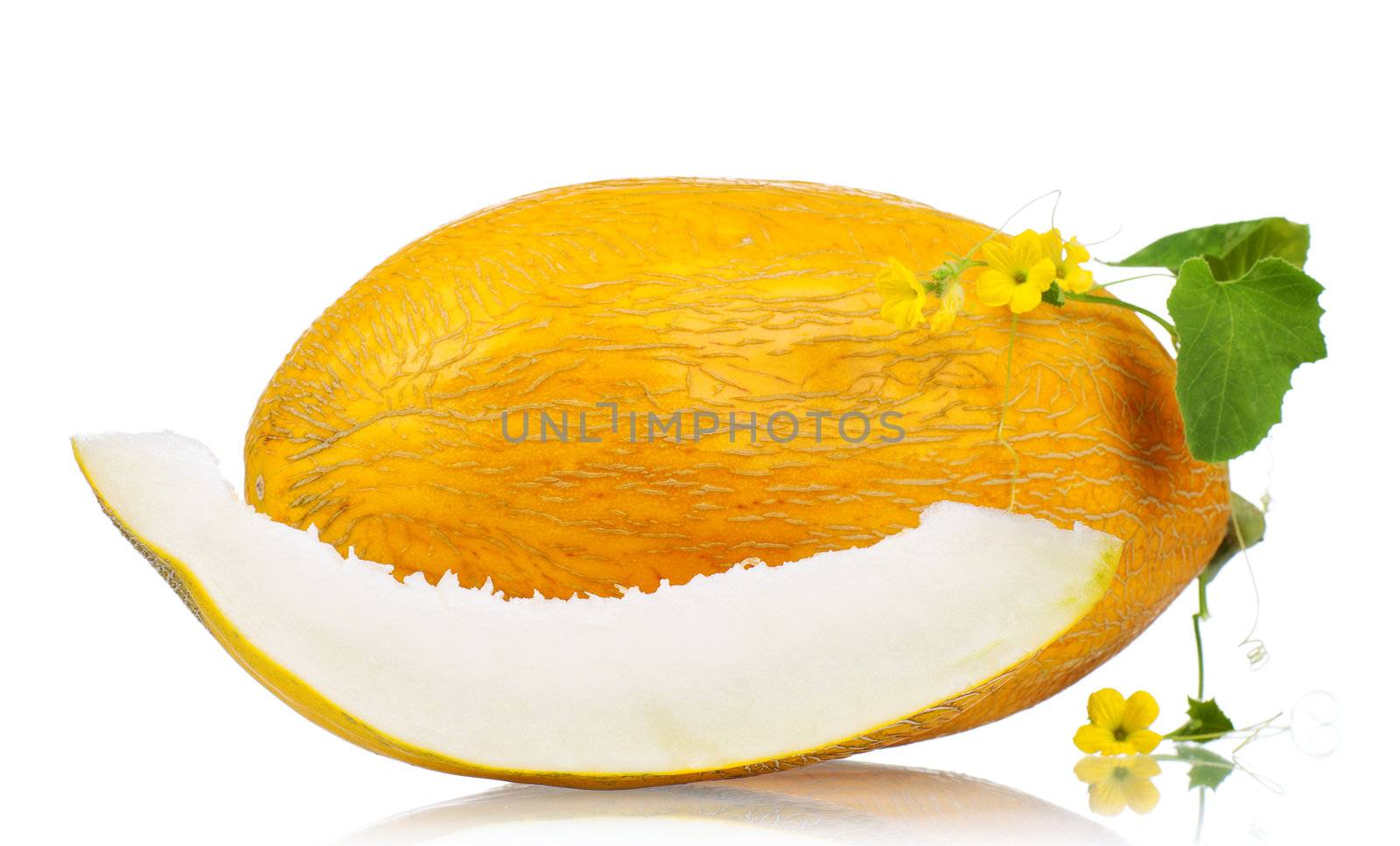 Ripe fresh and delicious melon isolated on white background