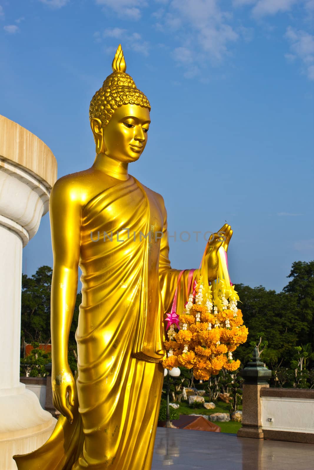 Middle buddha in front of Principle buddha in Buddhamonthon, Thailand.